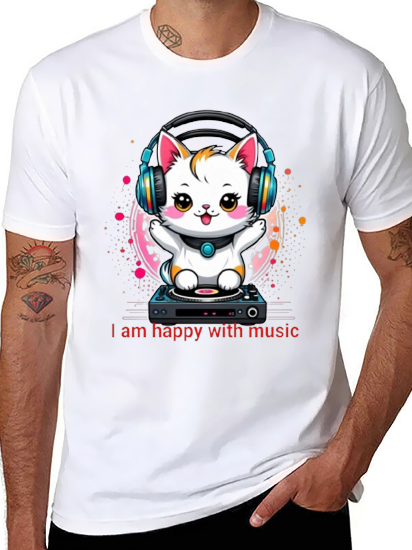 Music Lover Tee: DJ Cat Graphic T-Shirt
