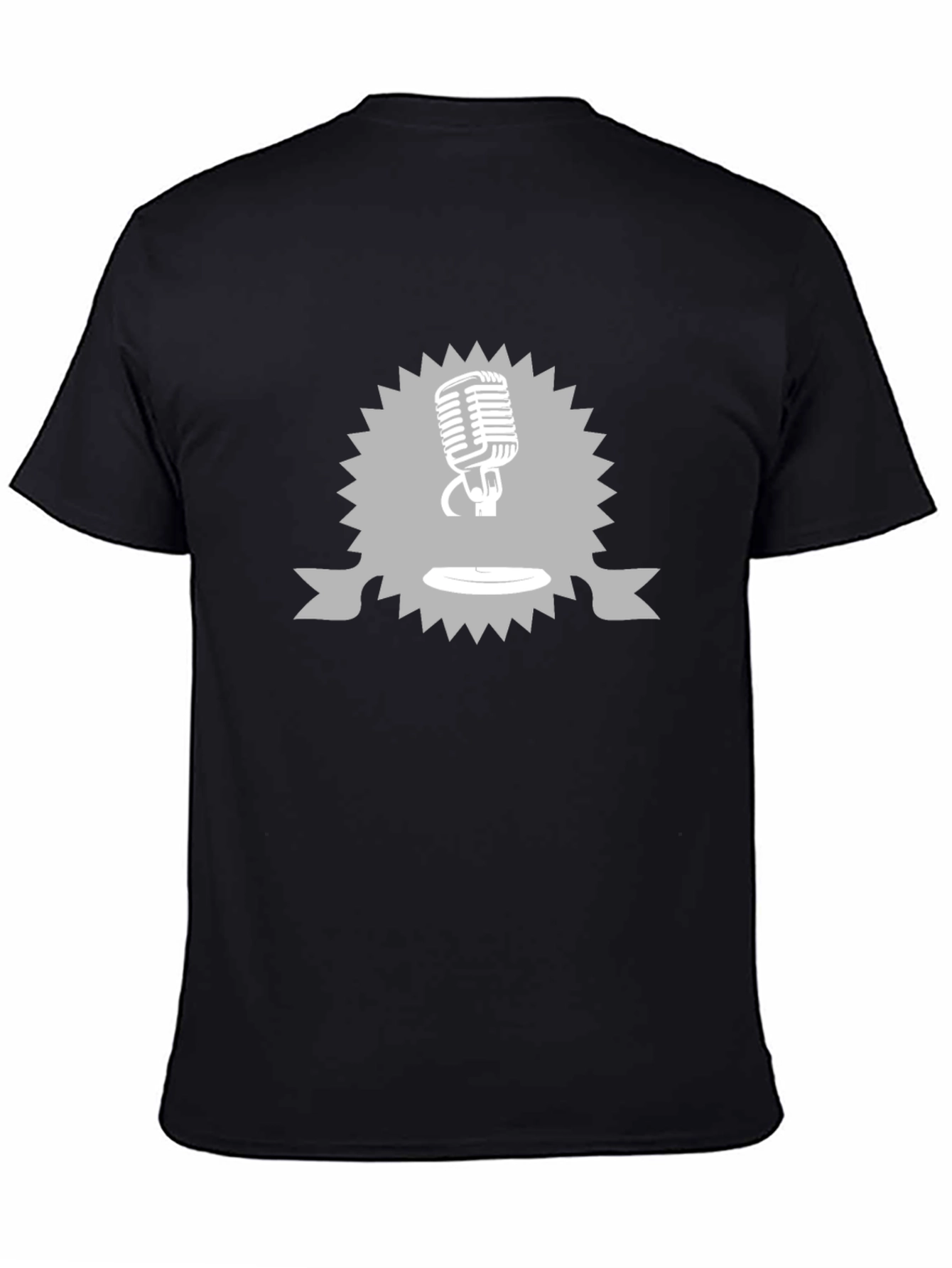 Retro Microphone Graphic T-Shirt - Black