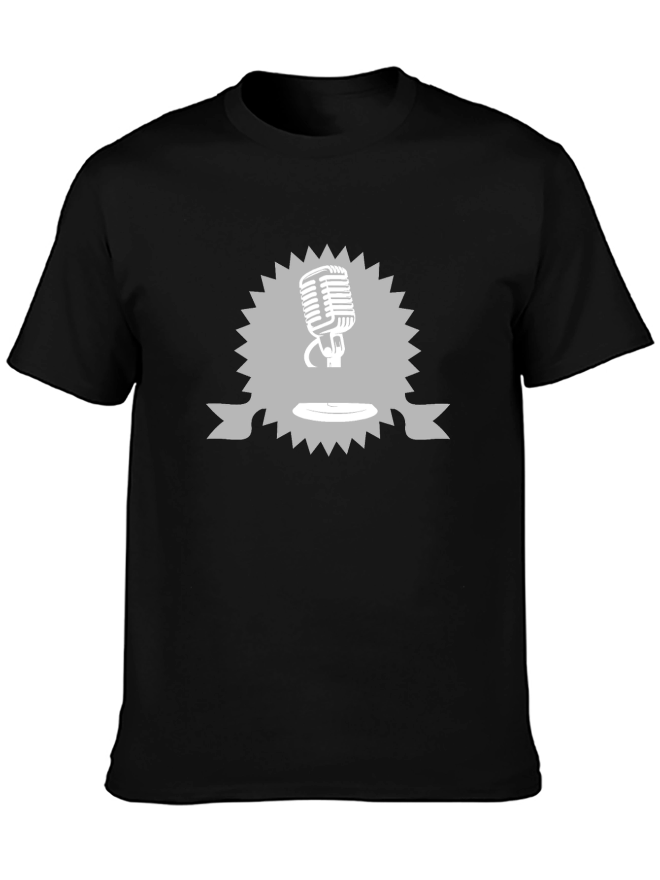 Retro Microphone Graphic T-Shirt - Black