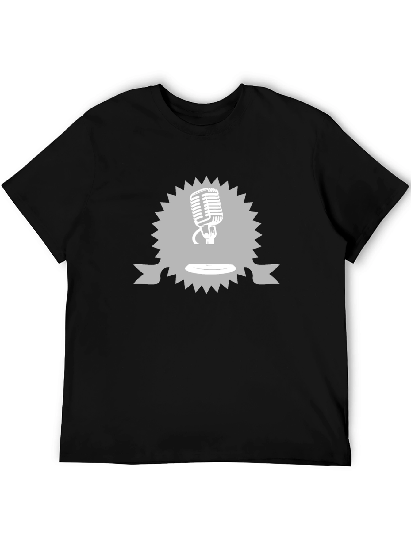 Retro Microphone Graphic T-Shirt - Black