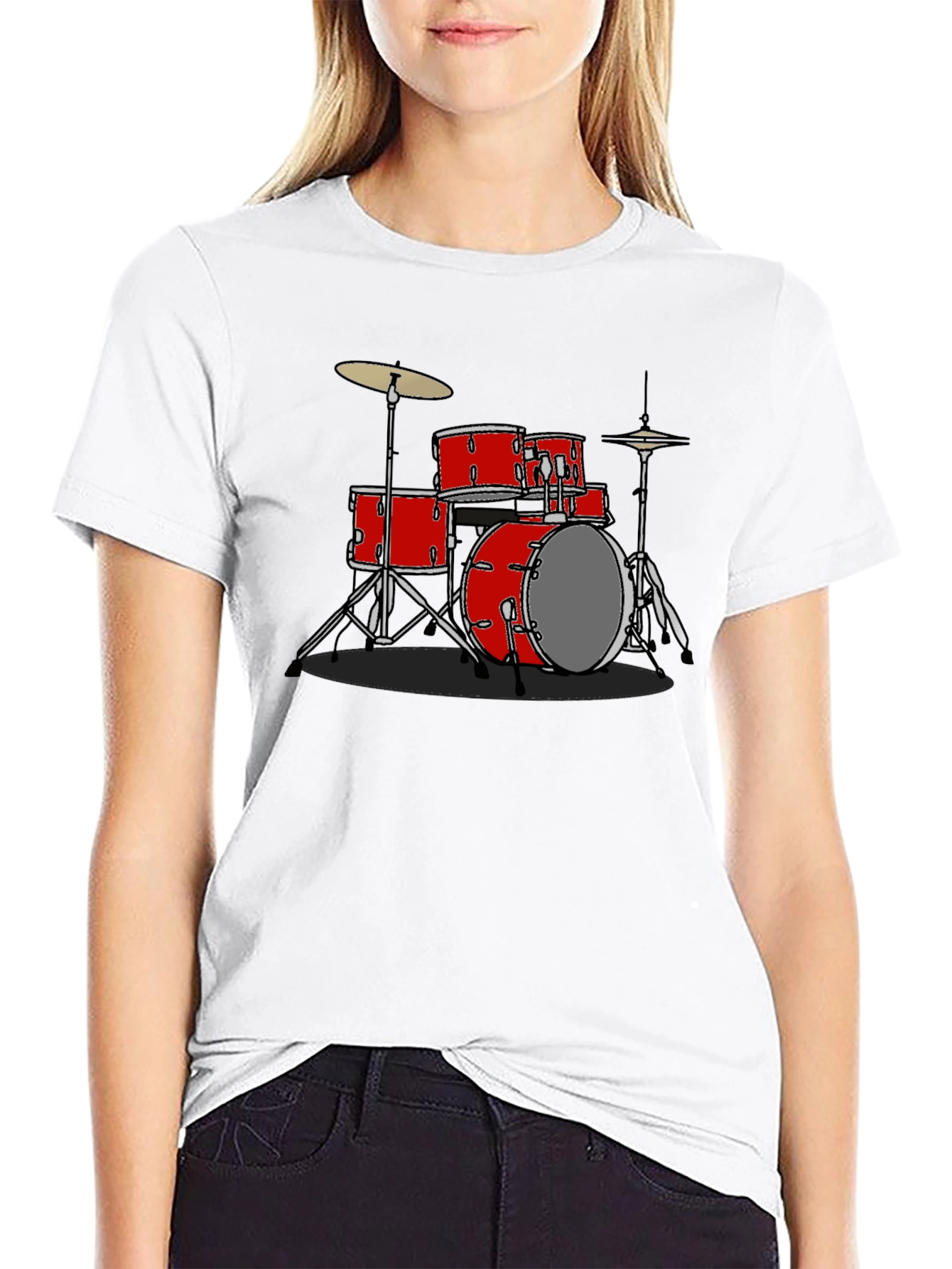 Red Drum Set Graphic Tee - Music Lovers Shirt