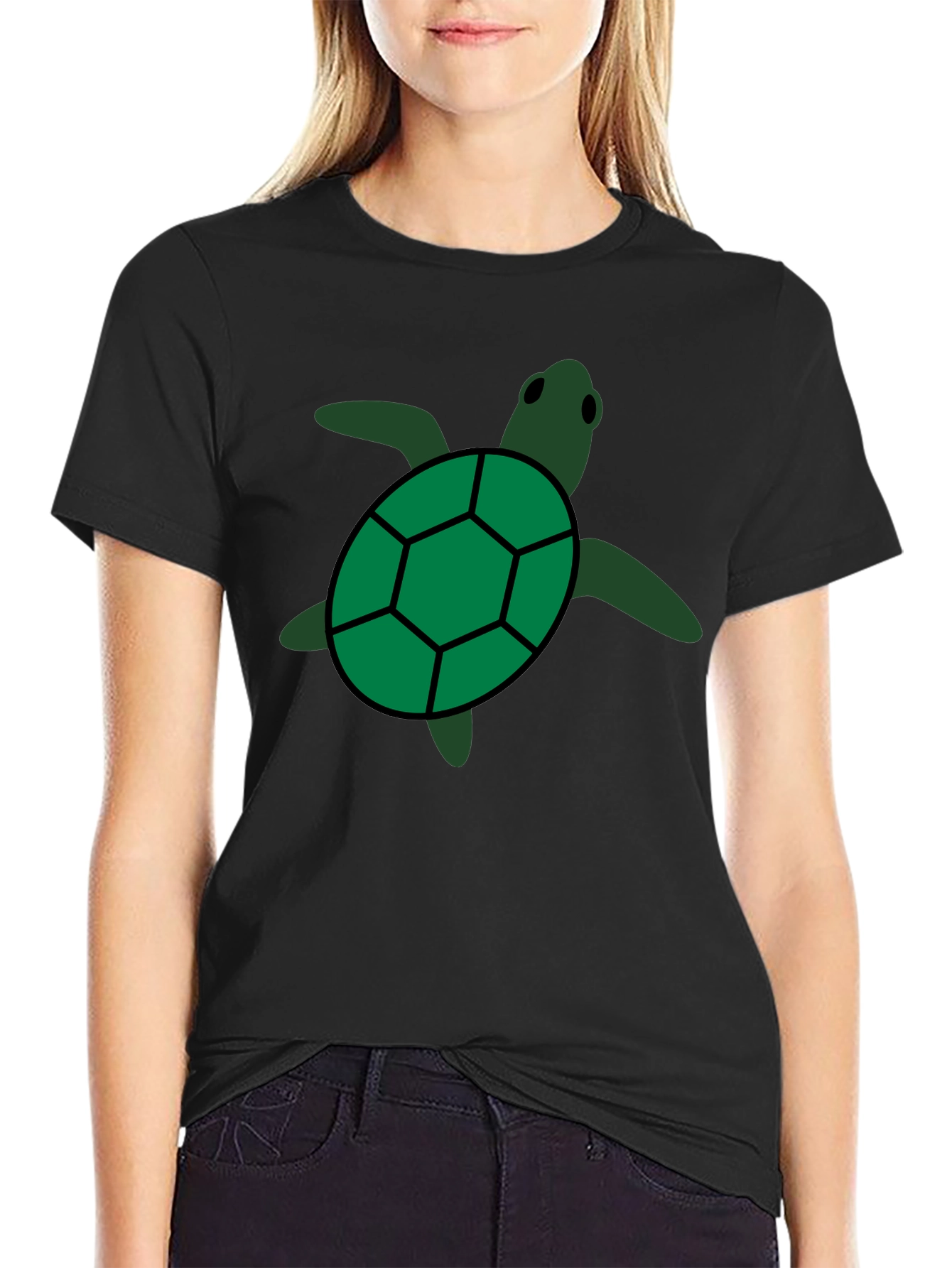 Green Sea Turtle Graphic Tee - Black Casual Shirt