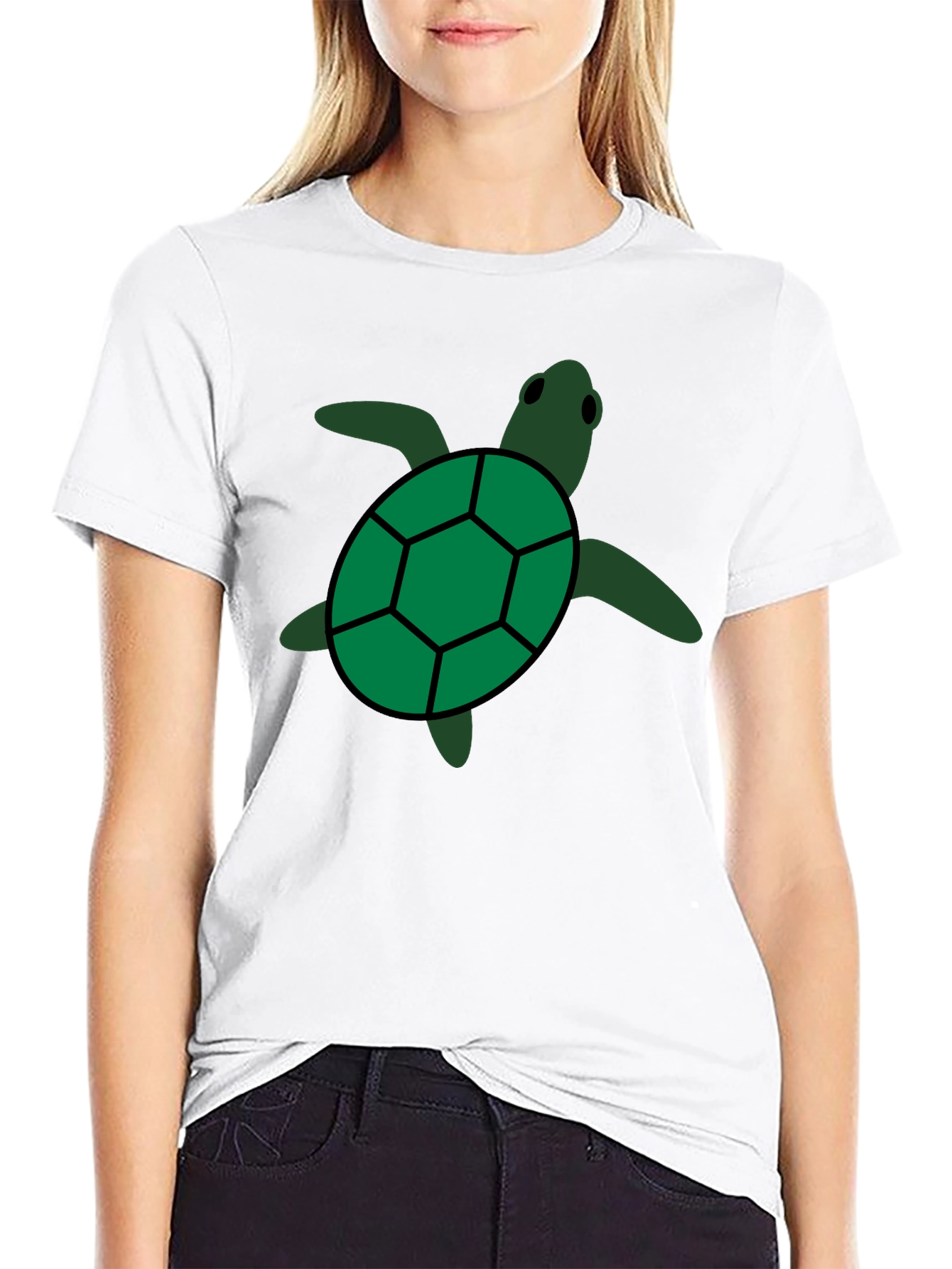 Green Sea Turtle Graphic Tee - Black Casual Shirt
