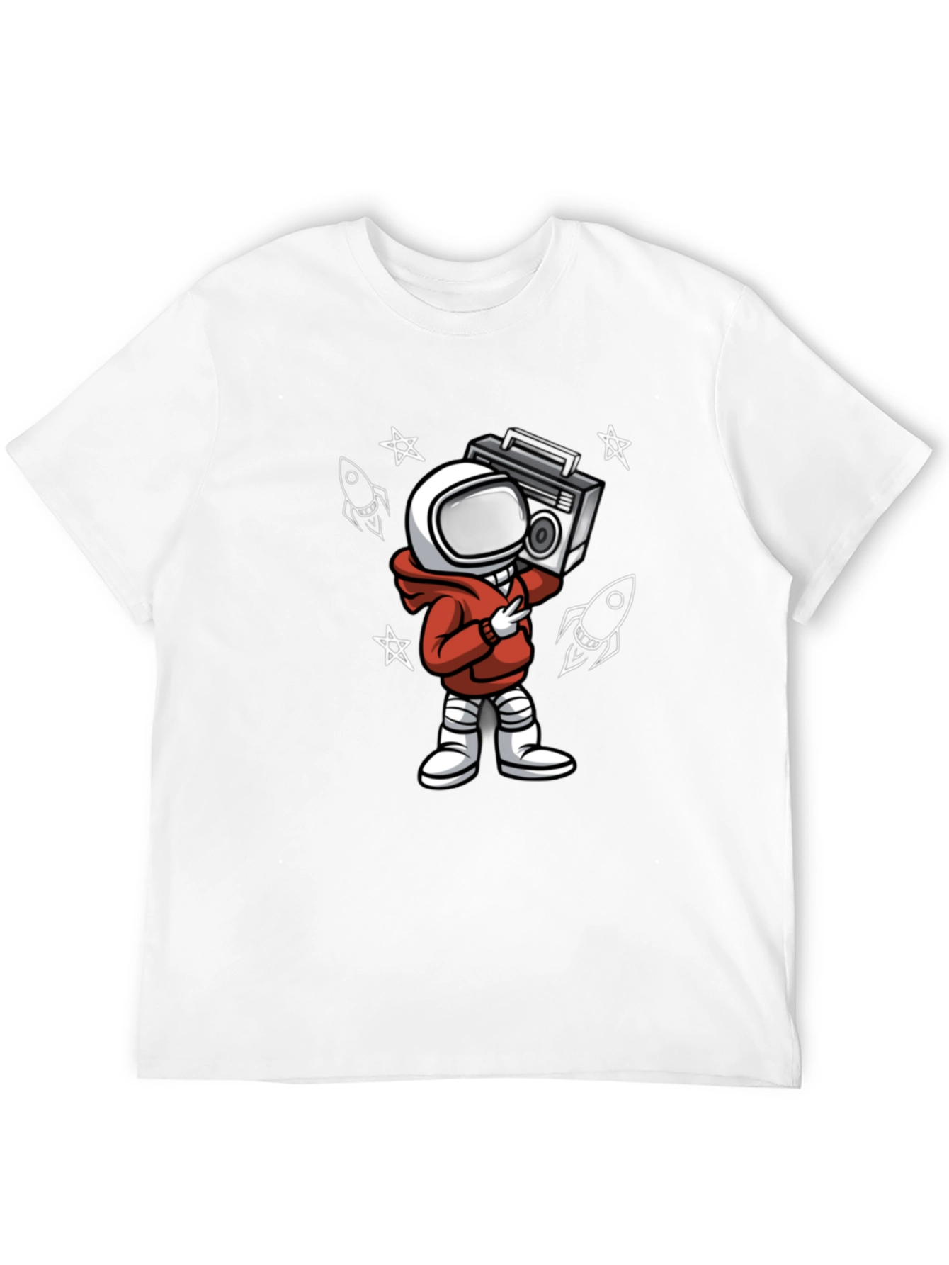 Astronaut Boombox Graphic Tee - Stylish Spaceman Design