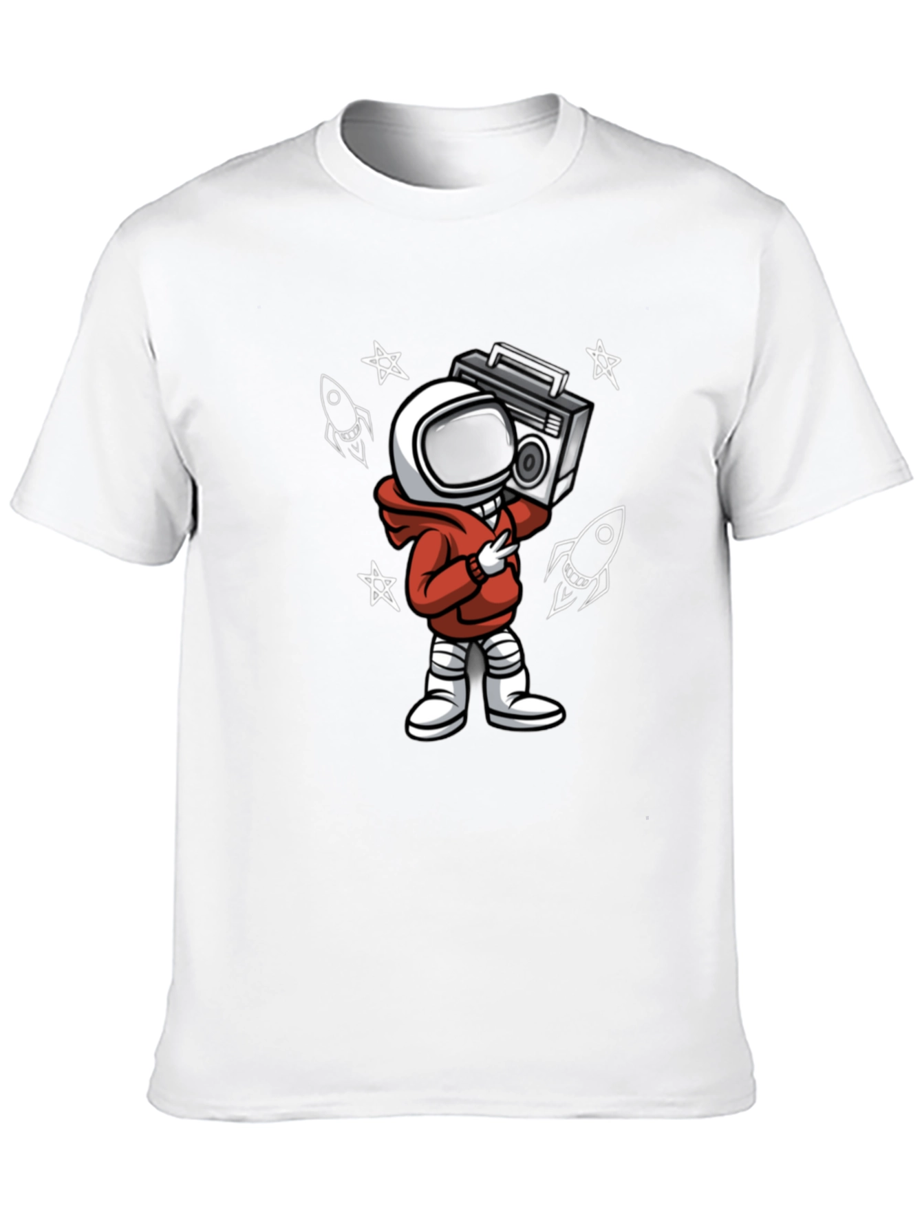Astronaut Boombox Graphic Tee - Stylish Spaceman Design