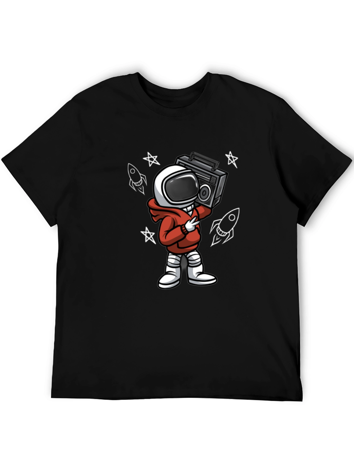 Astronaut Boombox Graphic Tee - Stylish Spaceman Design