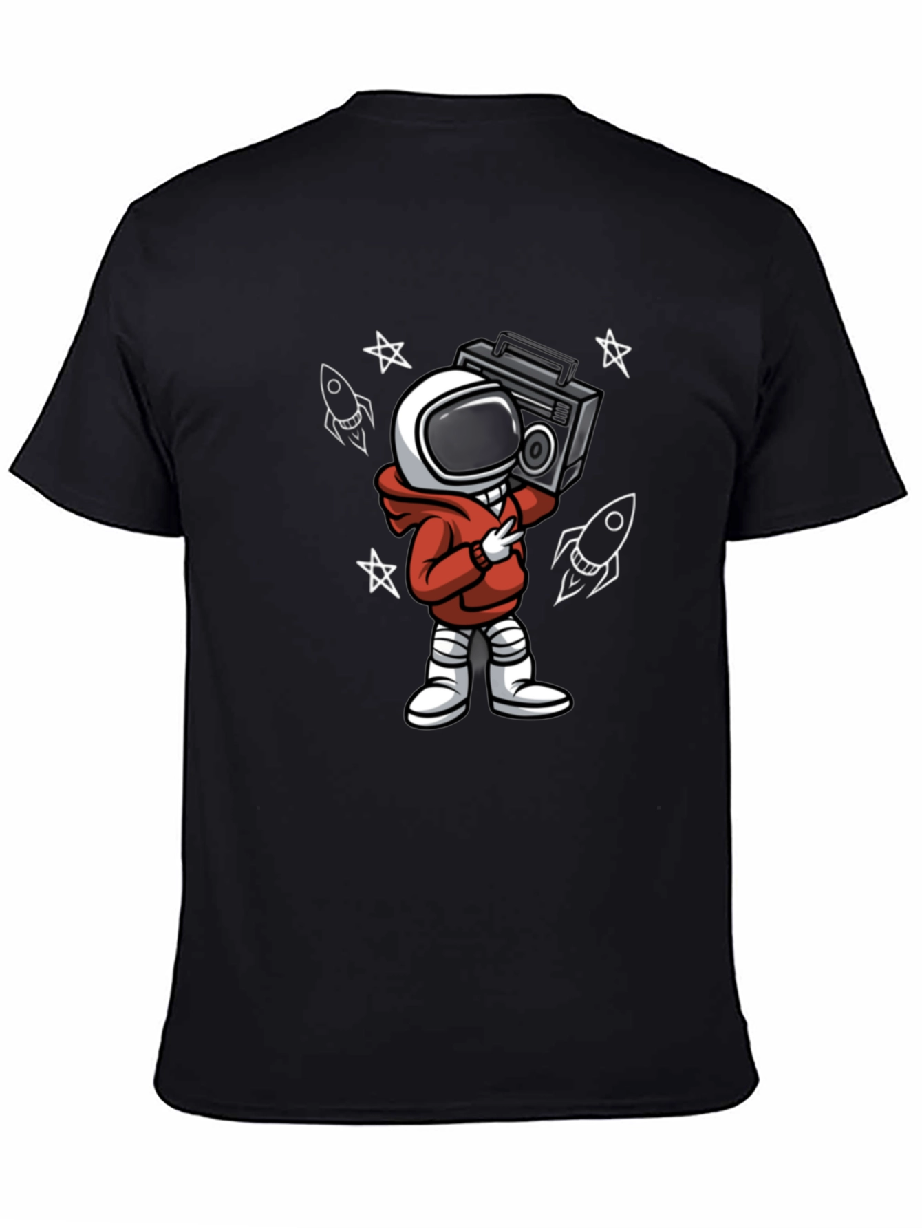 Astronaut Boombox Graphic Tee - Stylish Spaceman Design