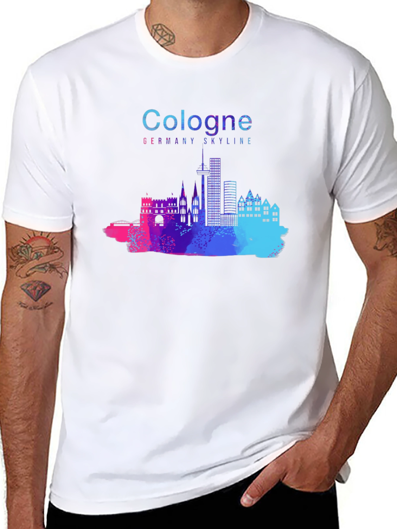 Cologne Germany Skyline Black T-Shirt