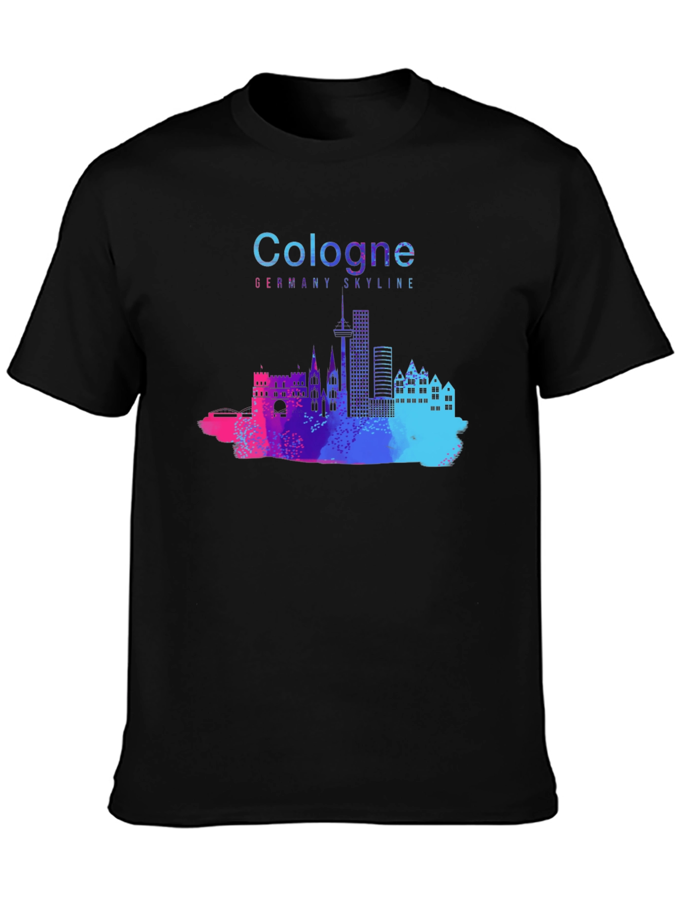 Cologne Germany Skyline Black T-Shirt