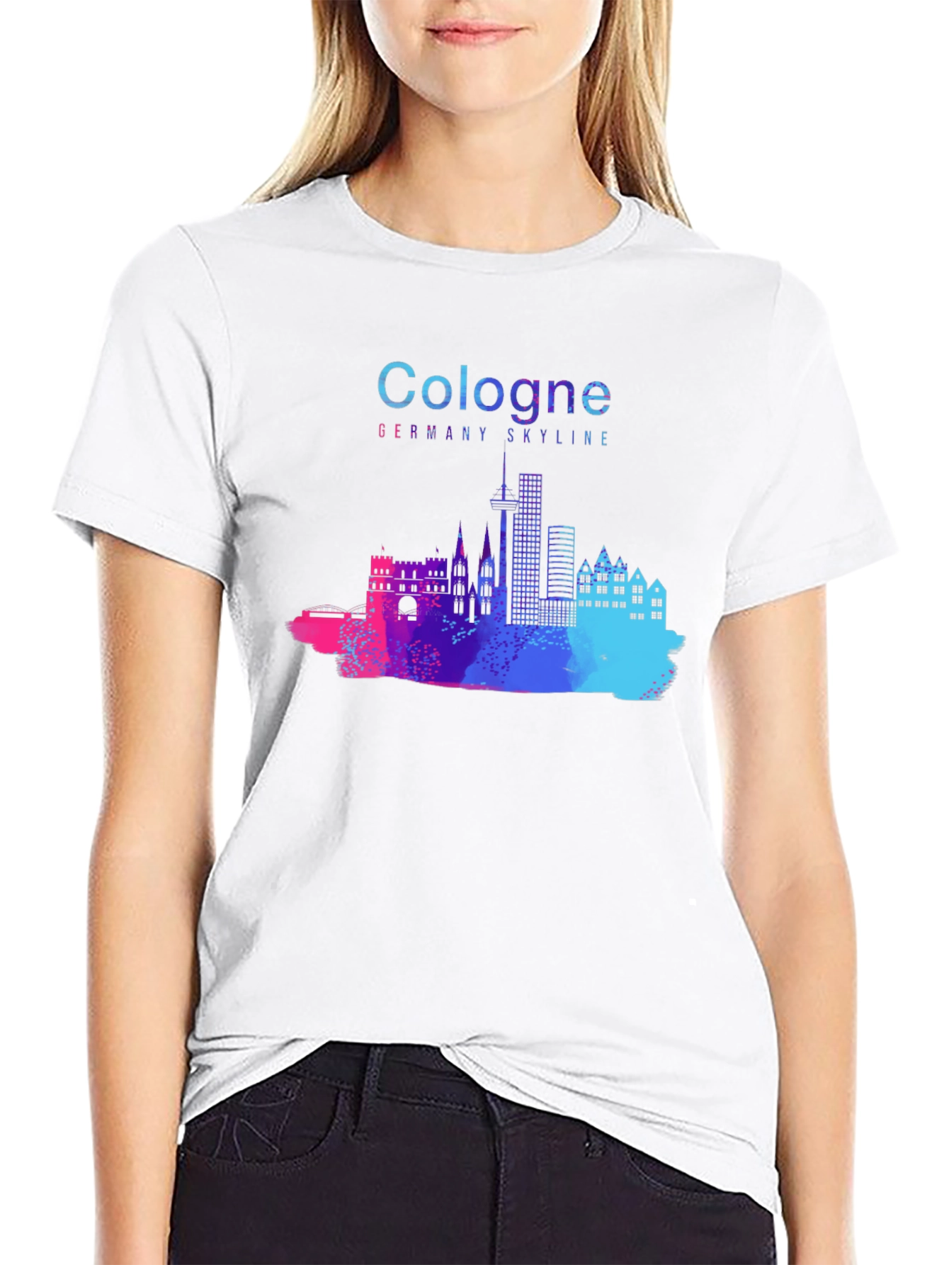 Cologne Germany Skyline Black T-Shirt