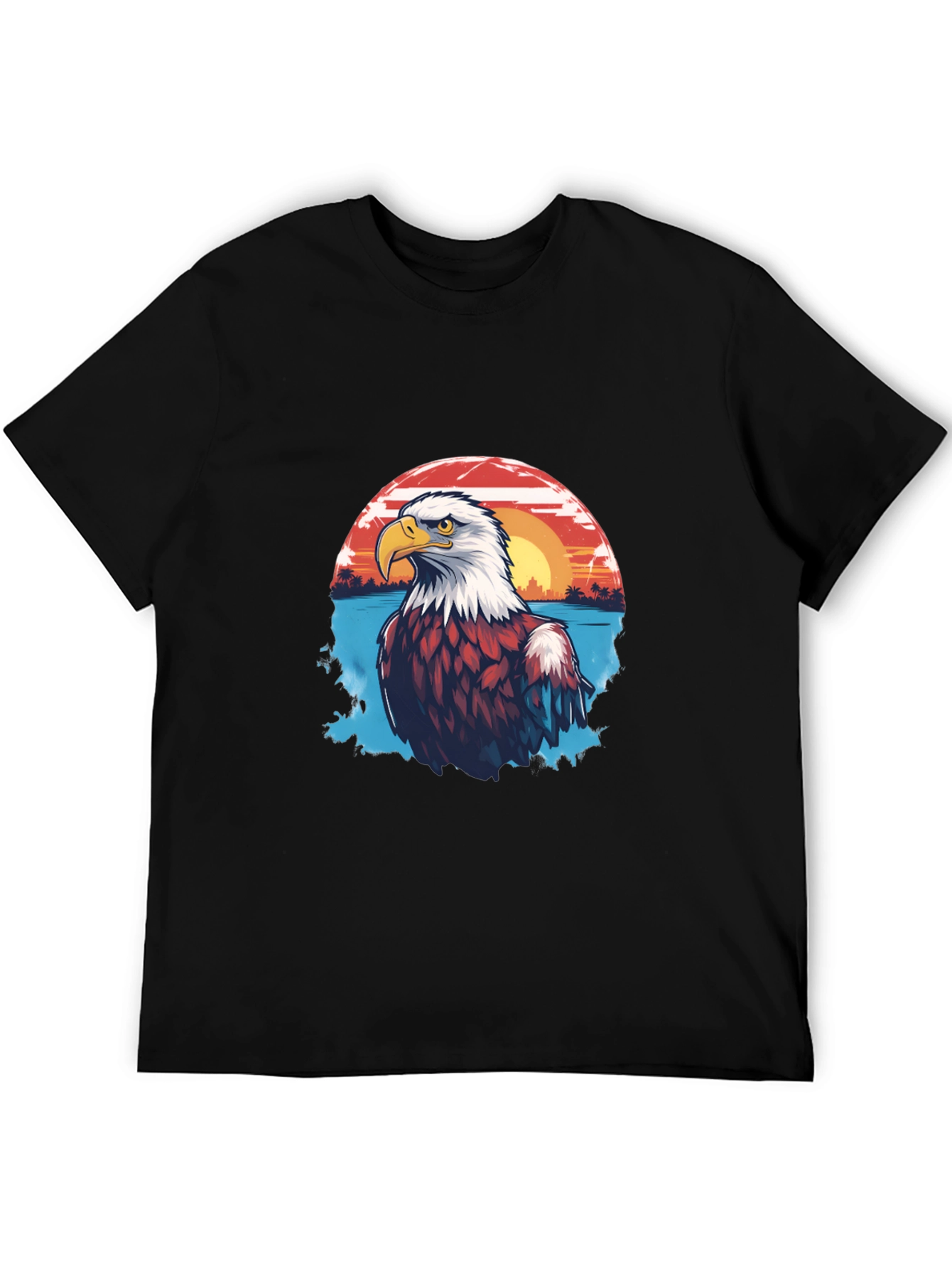 Eagle Sunset Graphic Black T-Shirt