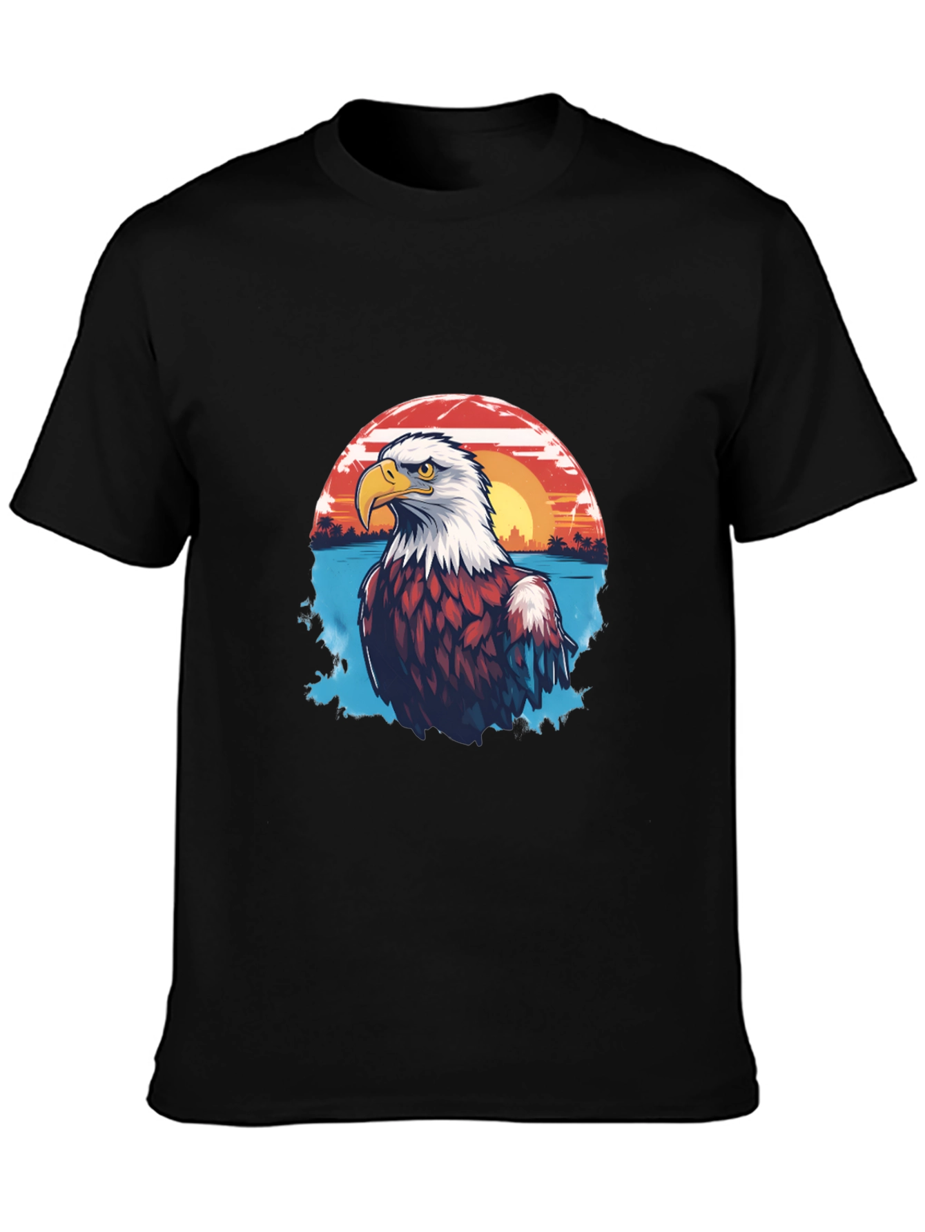Eagle Sunset Graphic Black T-Shirt