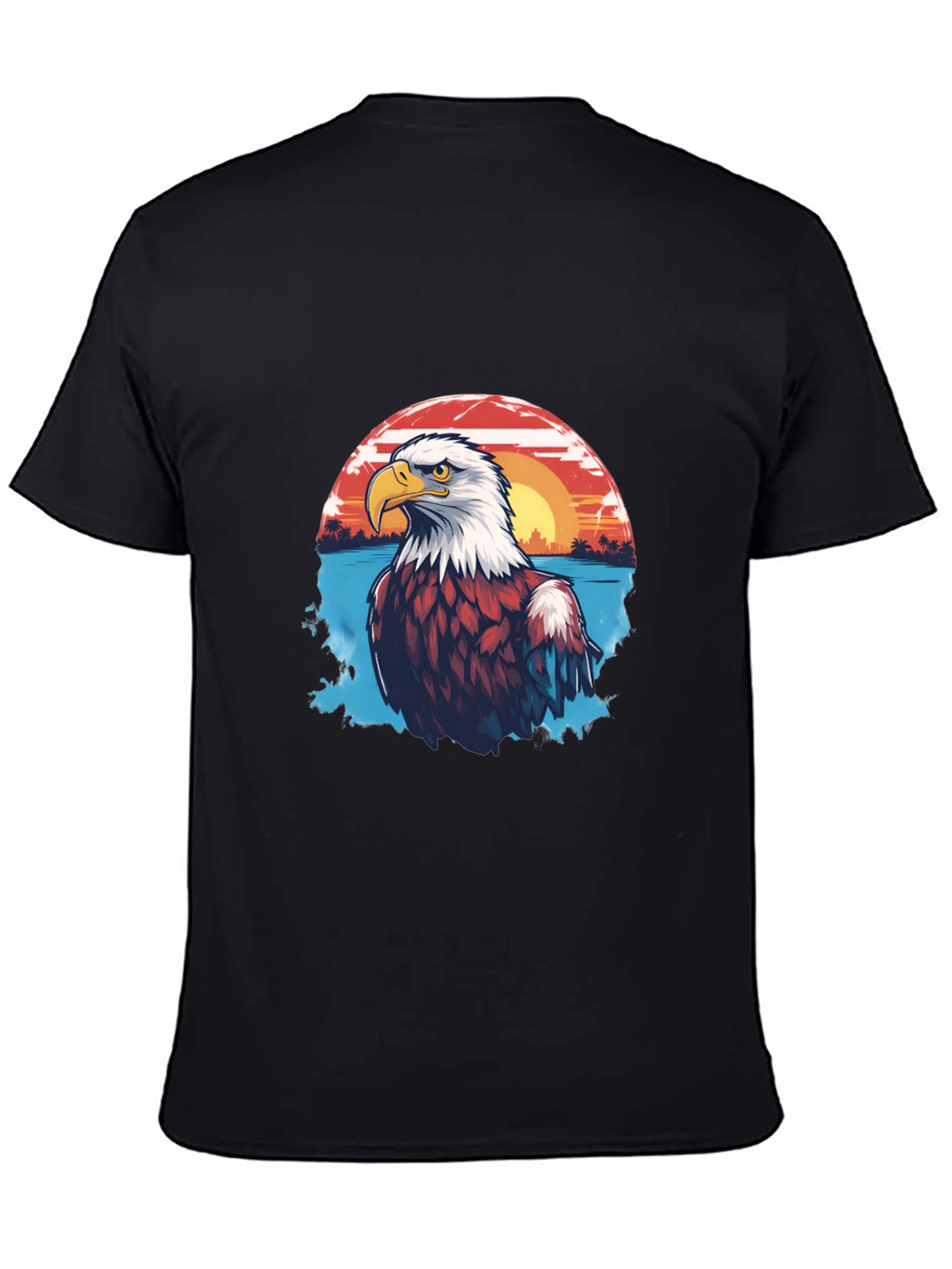 Eagle Sunset Graphic Black T-Shirt