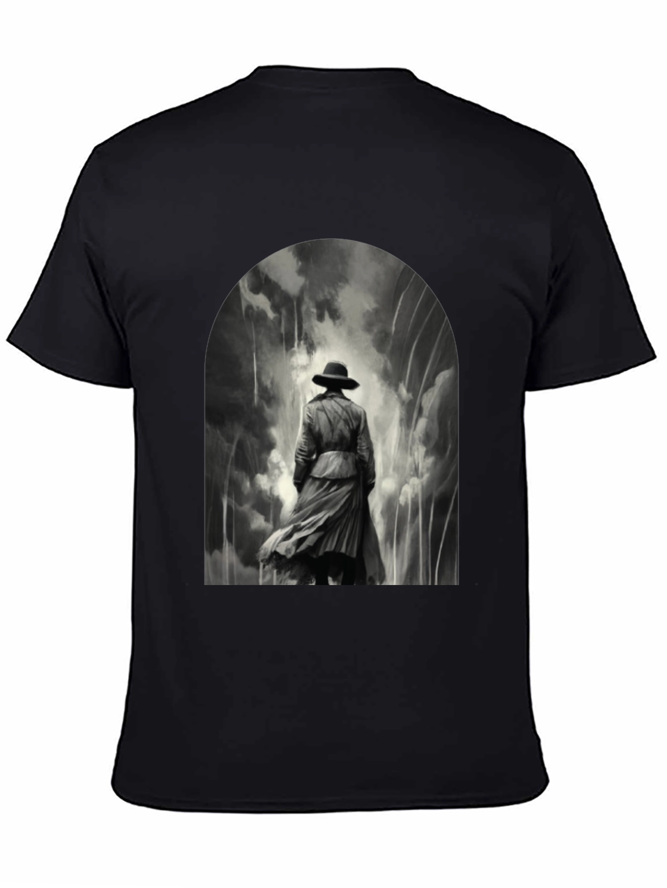 Noir Detective Graphic Tee - Stylish Black T-Shirt
