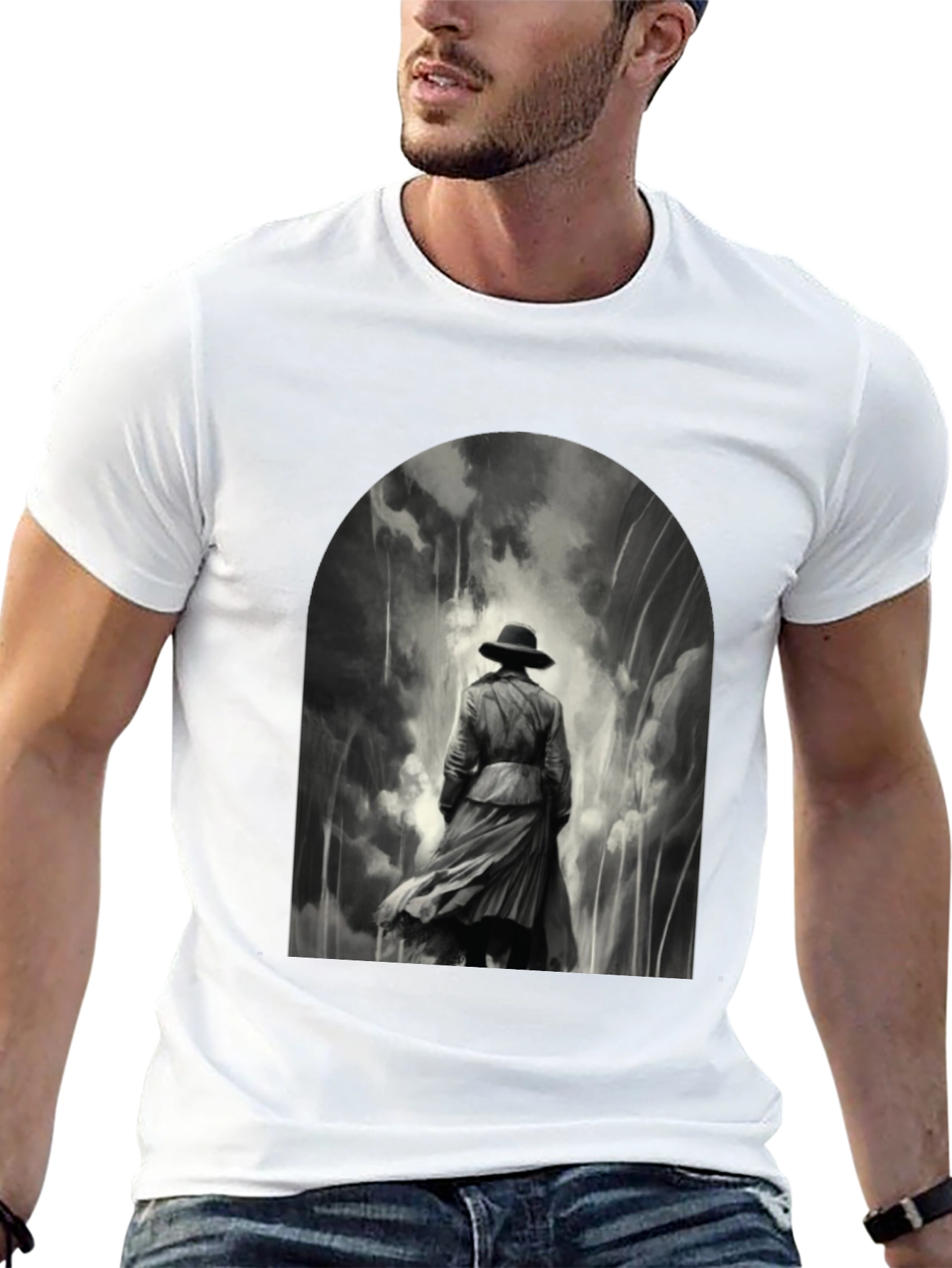 Noir Detective Graphic Tee - Stylish Black T-Shirt