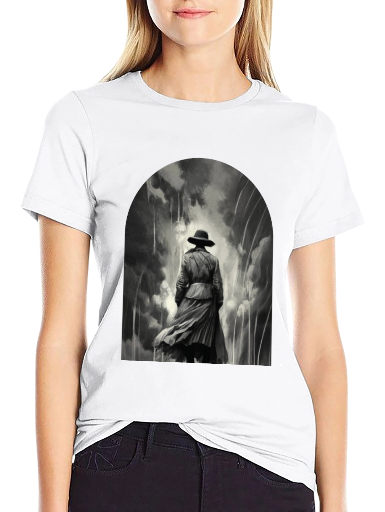 Noir Detective Graphic Tee - Stylish Black T-Shirt
