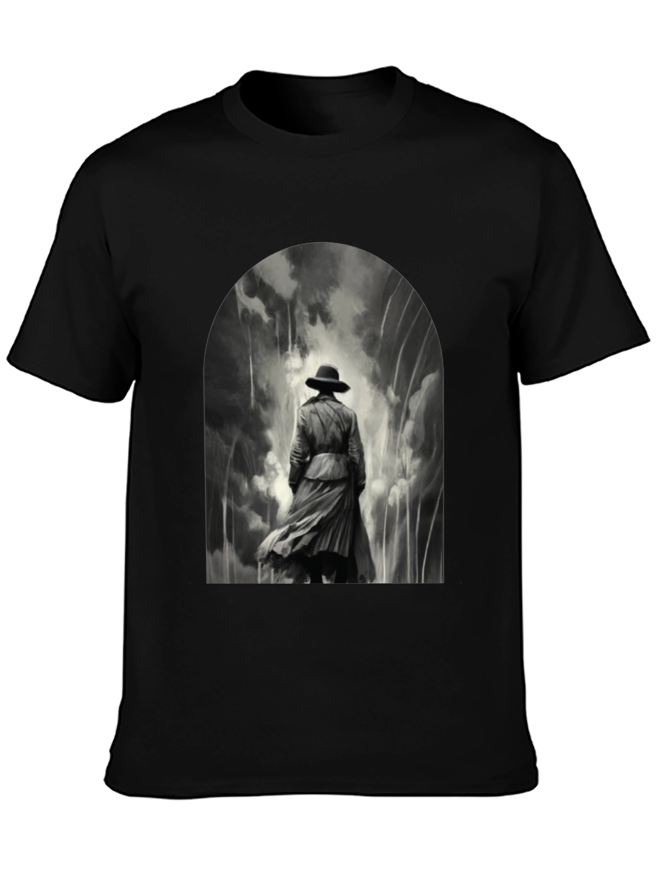 Noir Detective Graphic Tee - Stylish Black T-Shirt