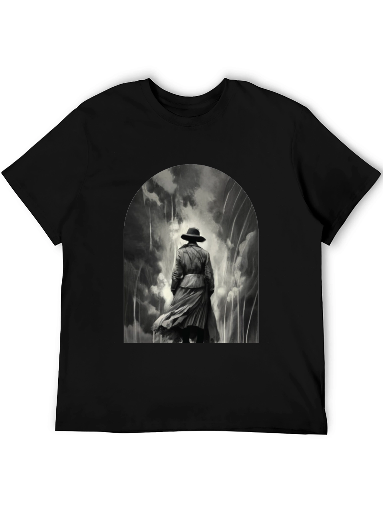 Noir Detective Graphic Tee - Stylish Black T-Shirt