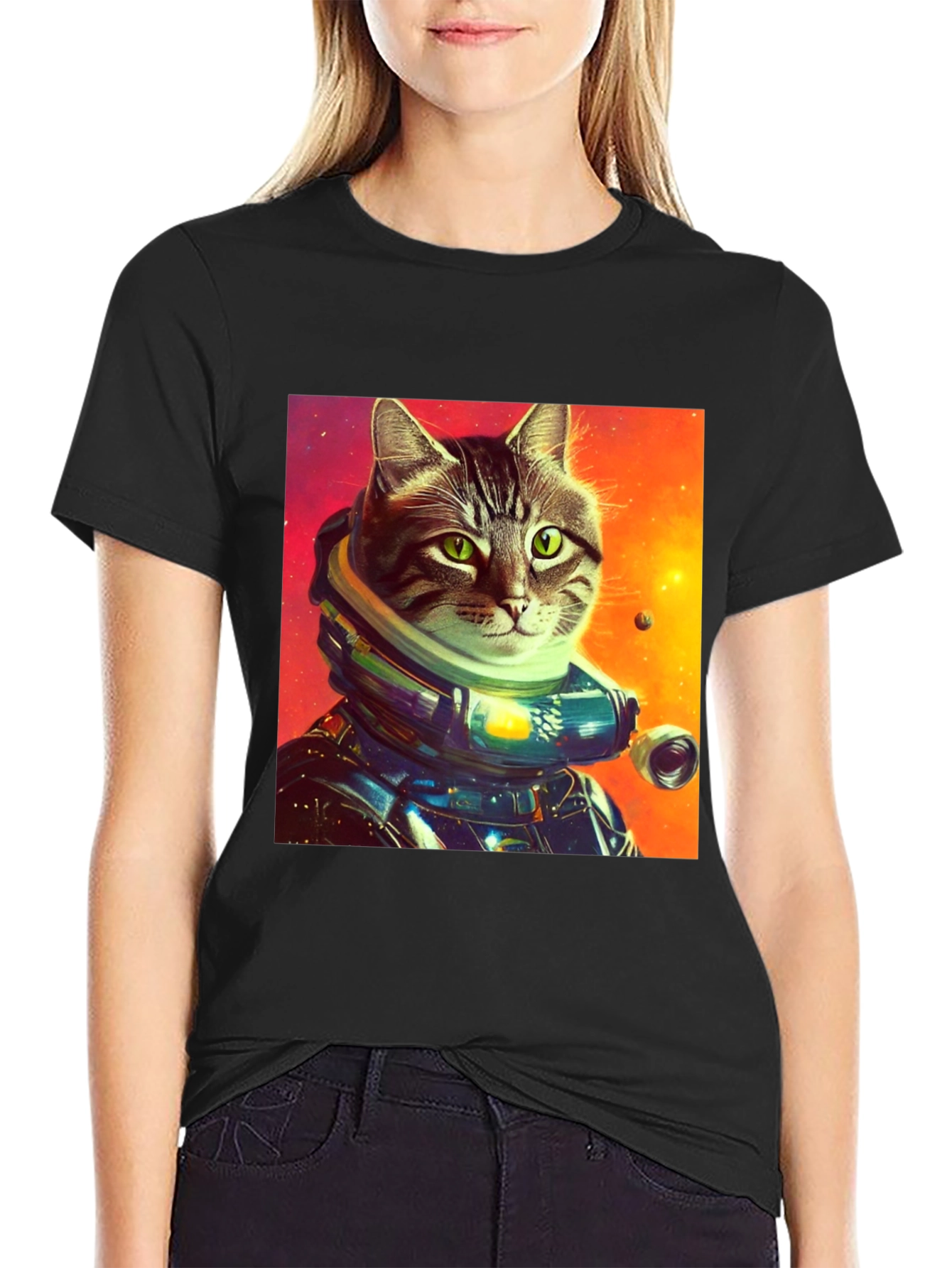 Astronaut Cat Graphic Tee - Cosmic Cool!