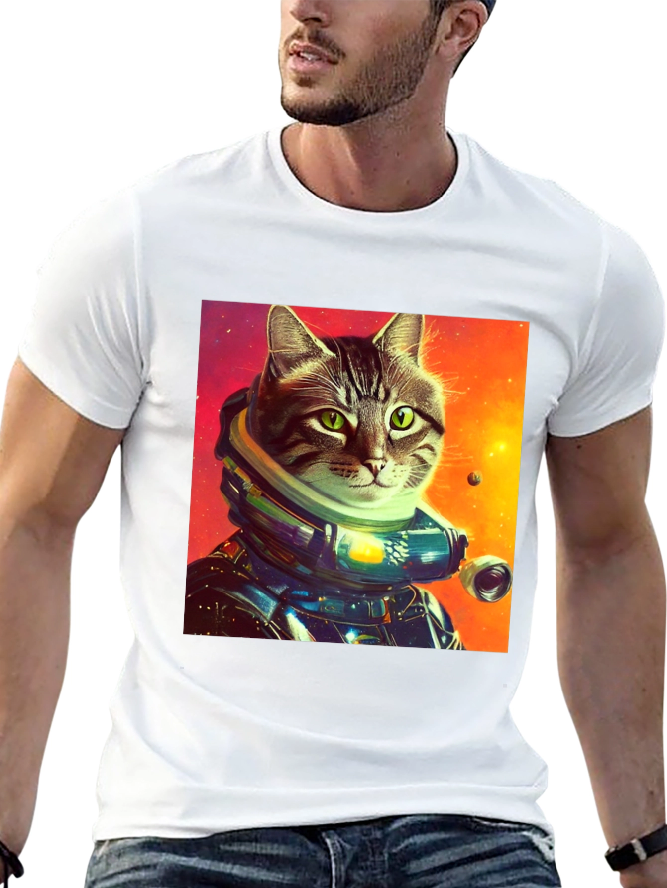Astronaut Cat Graphic Tee - Cosmic Cool!