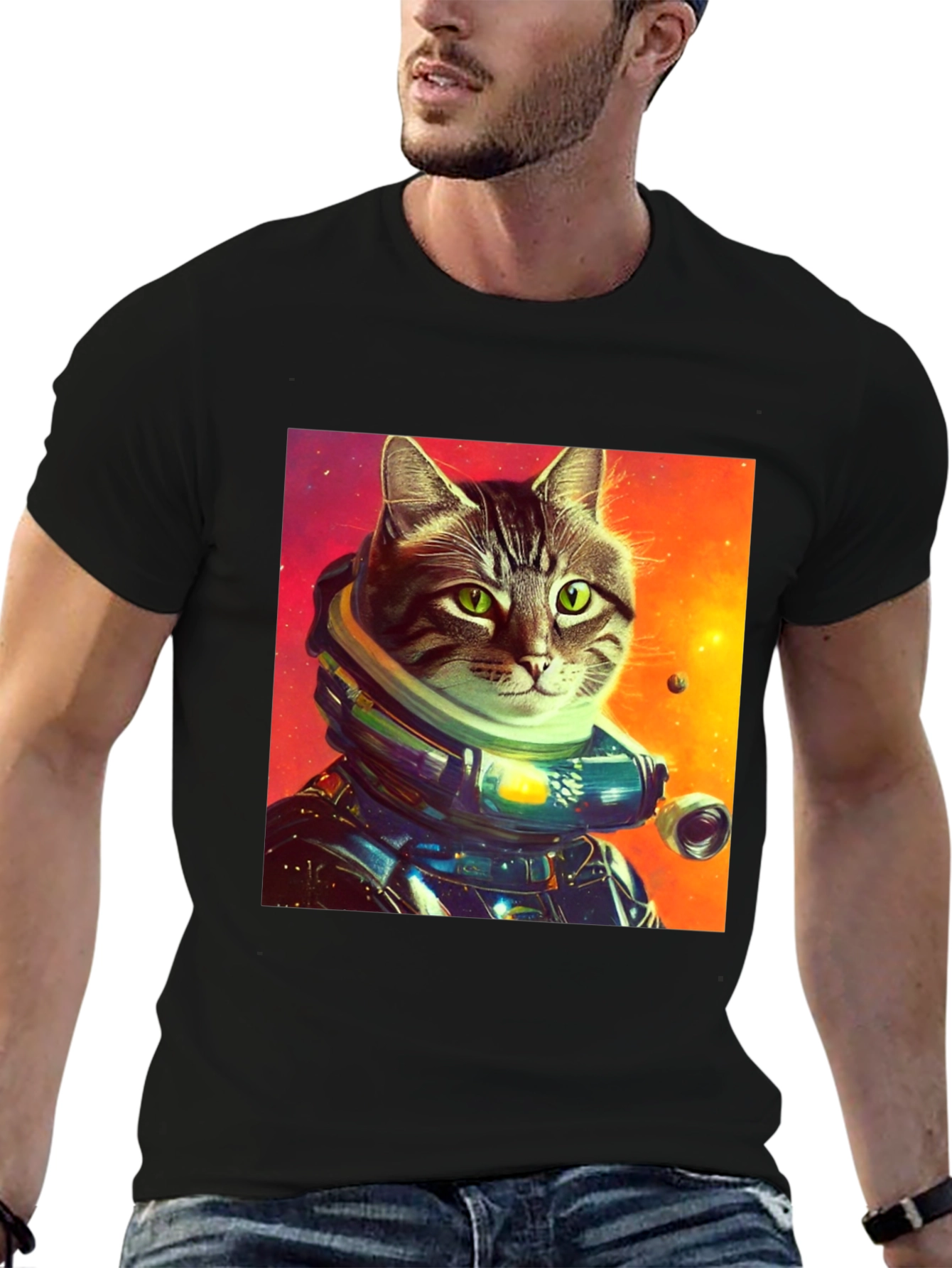 Astronaut Cat Graphic Tee - Cosmic Cool!