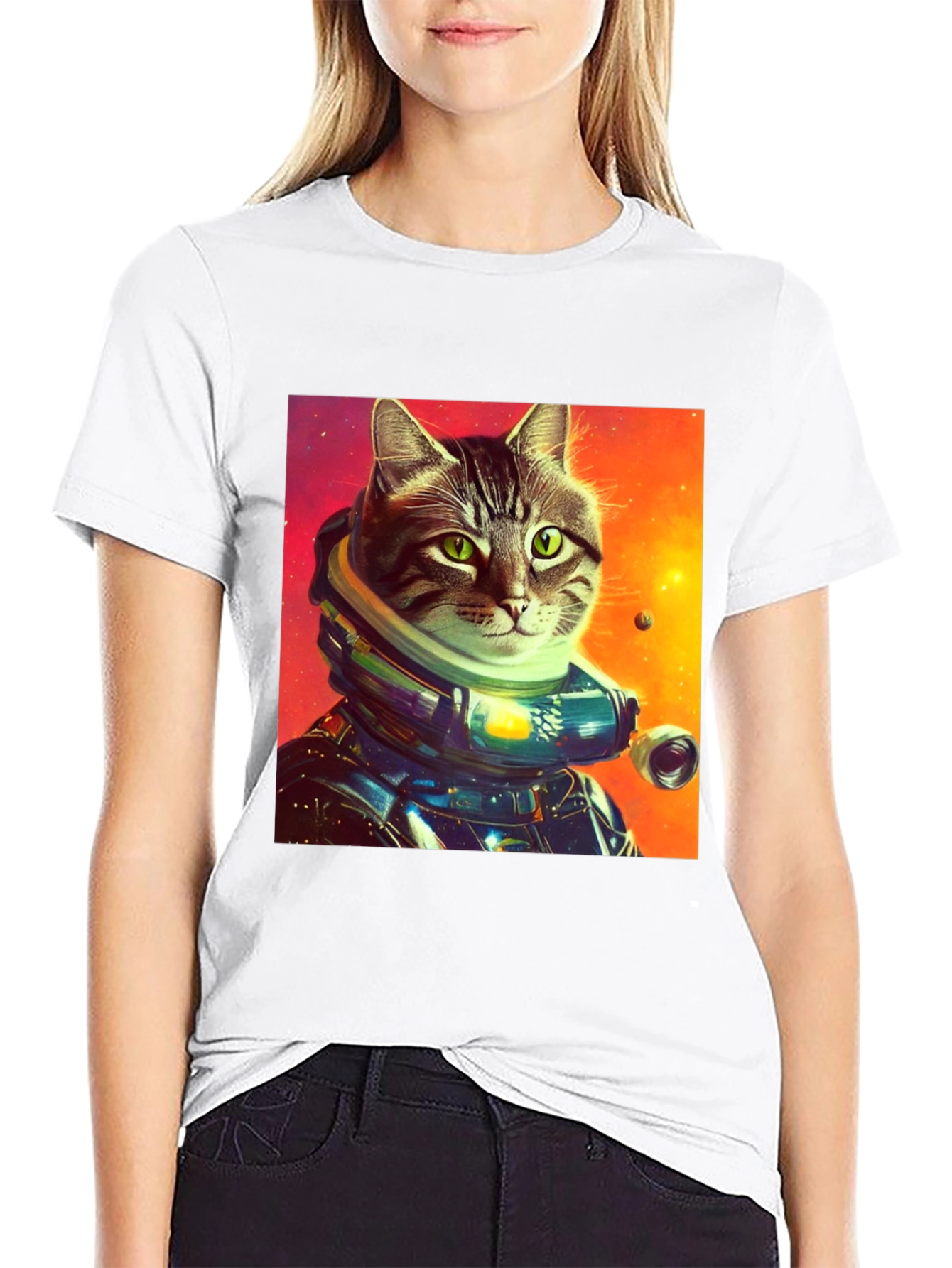 Astronaut Cat Graphic Tee - Cosmic Cool!