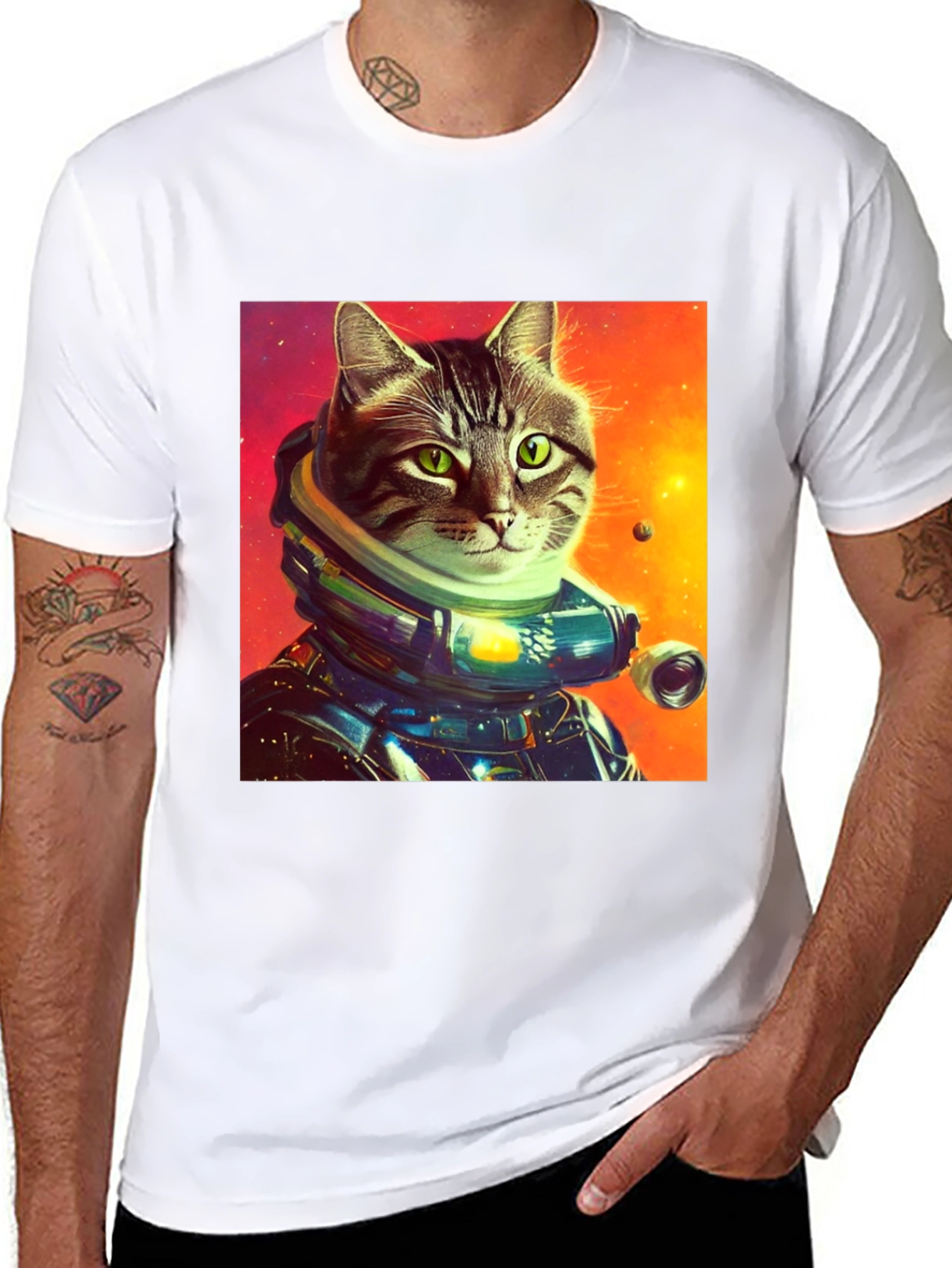 Astronaut Cat Graphic Tee - Cosmic Cool!
