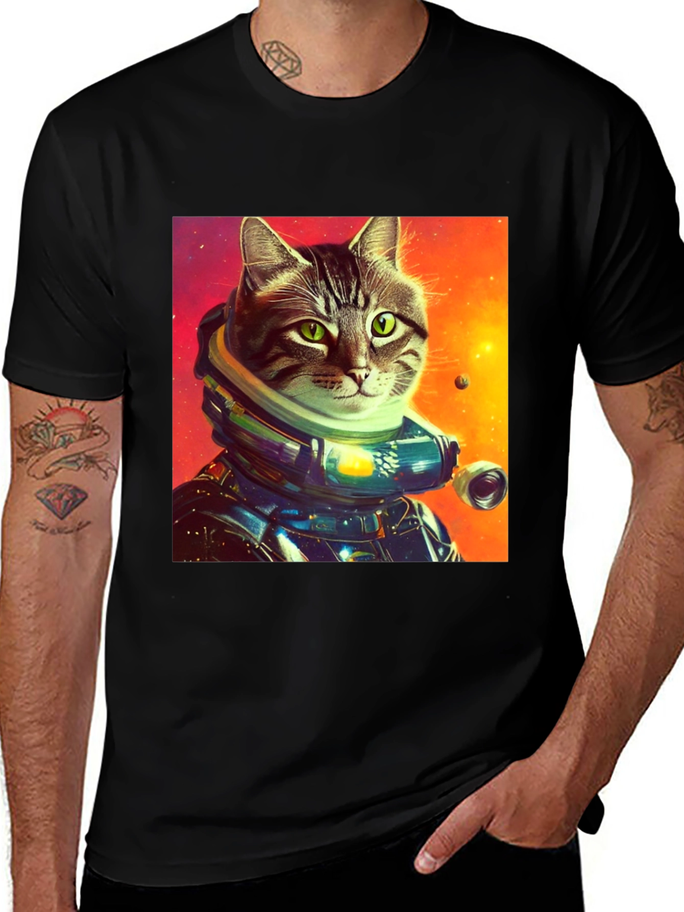Astronaut Cat Graphic Tee - Cosmic Cool!