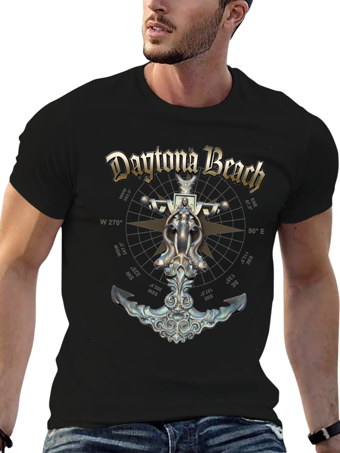 Daytona Beach Compass Anchor Graphic T-Shirt