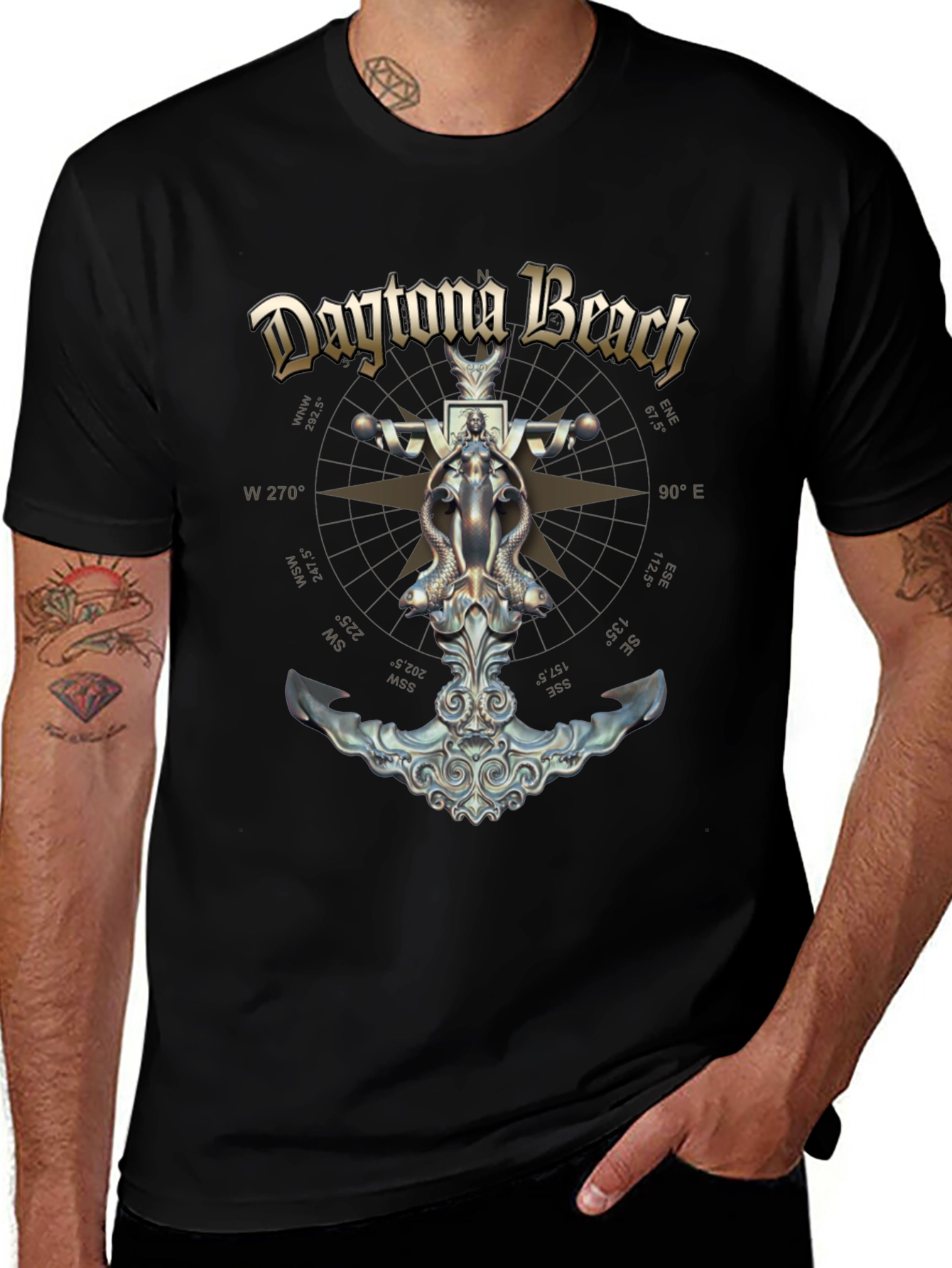 Daytona Beach Compass Anchor Graphic T-Shirt