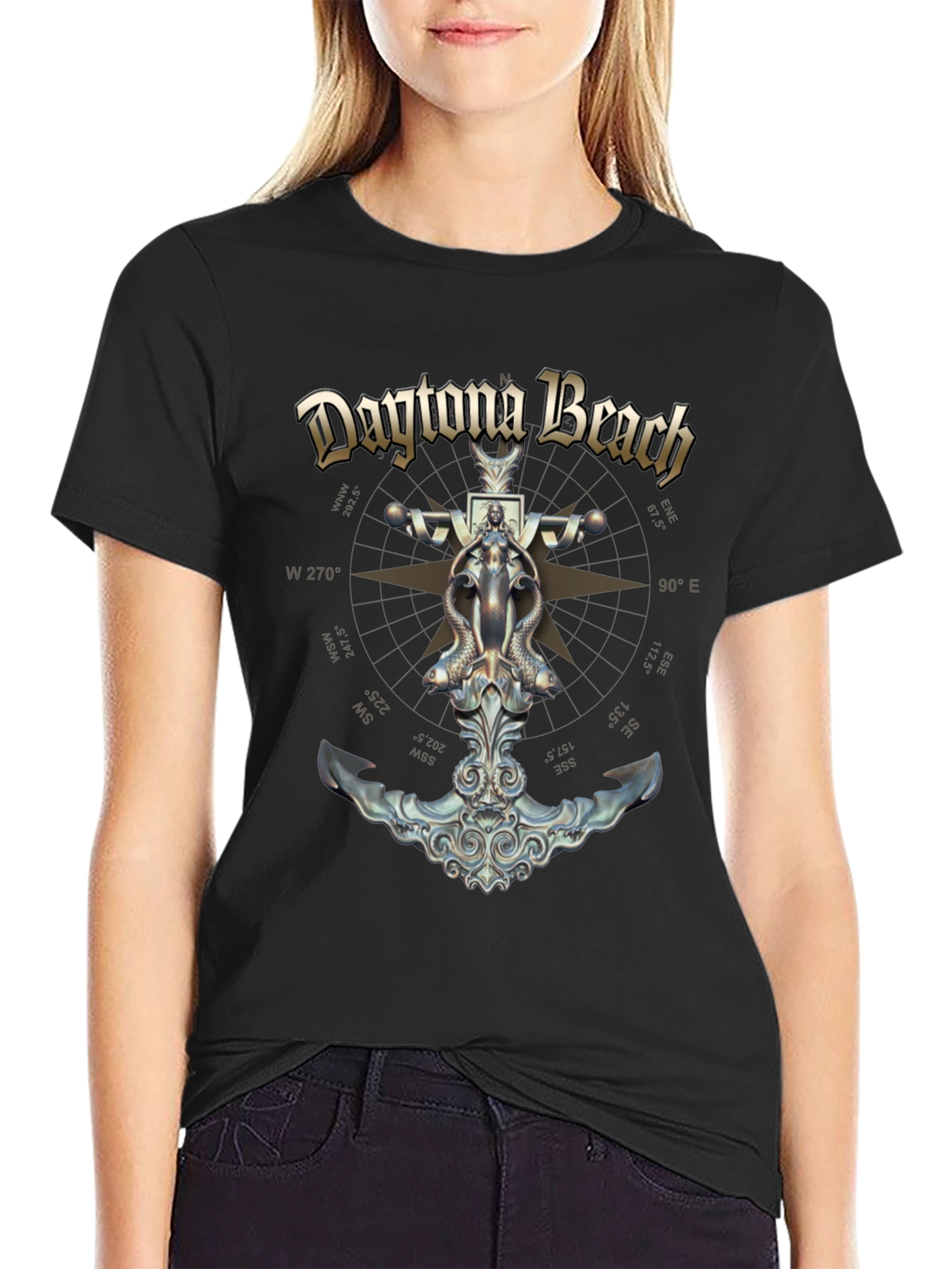 Daytona Beach Compass Anchor Graphic T-Shirt
