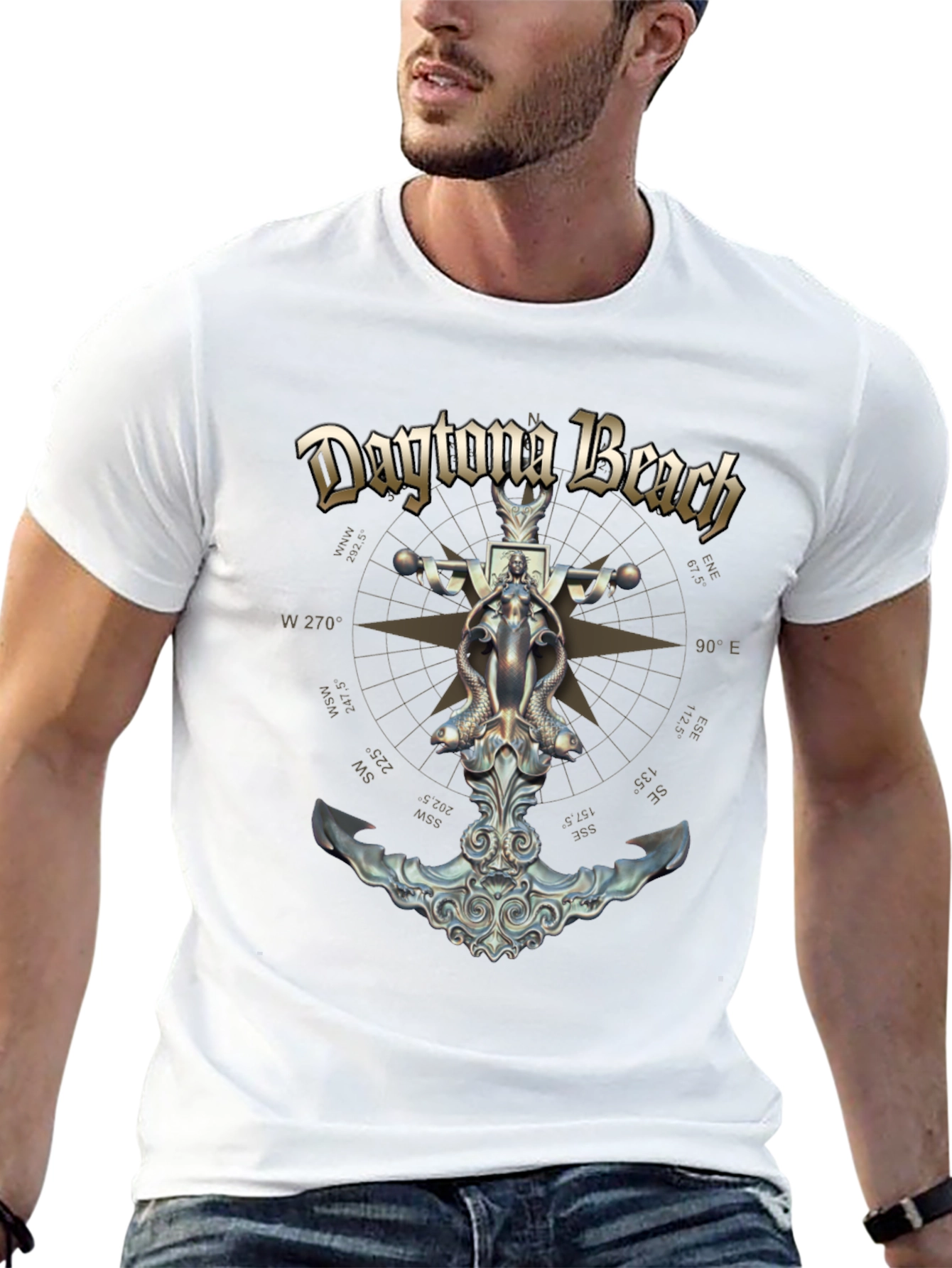 Daytona Beach Compass Anchor Graphic T-Shirt