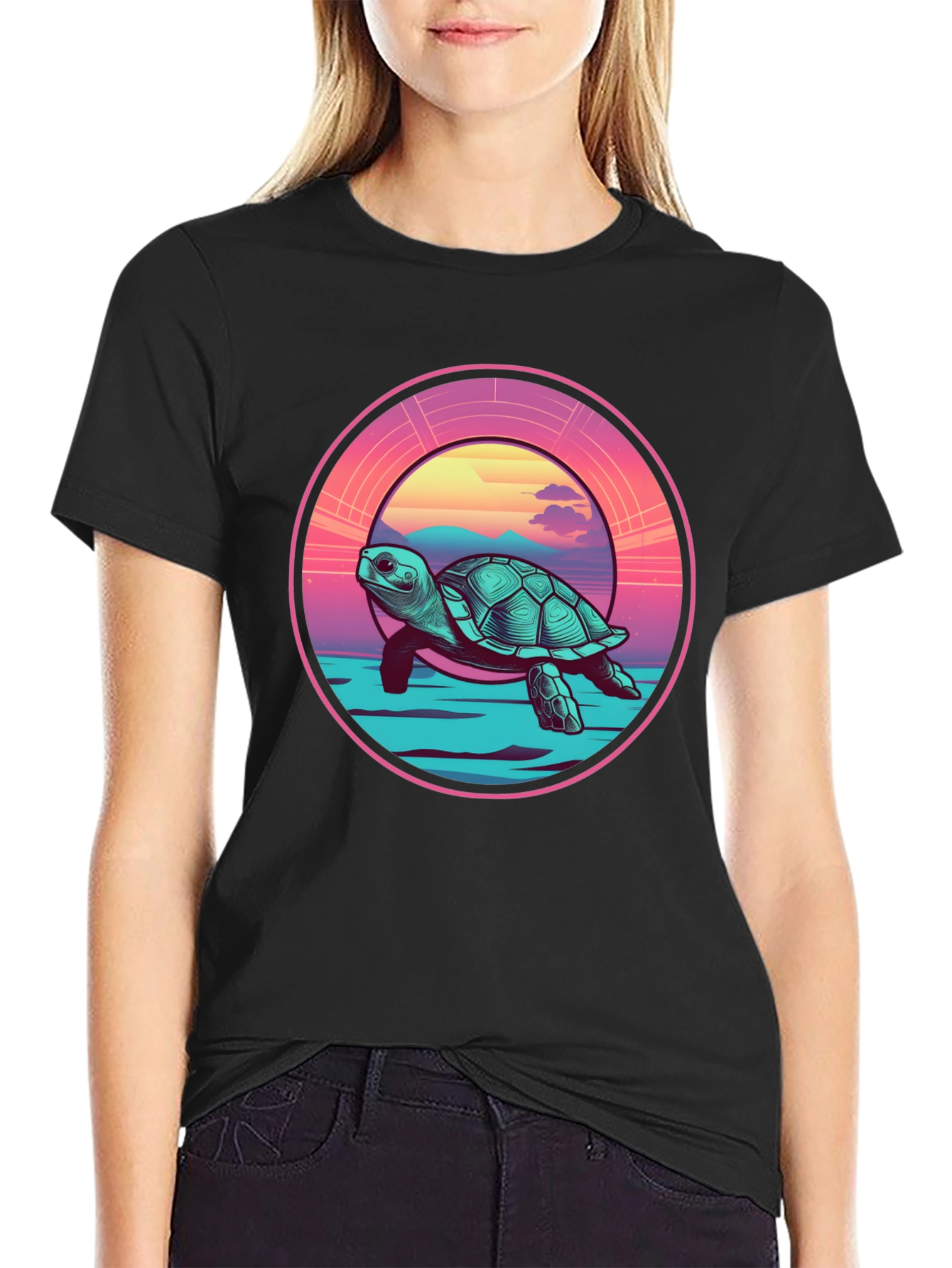 Sea Turtle Sunset Graphic Tee