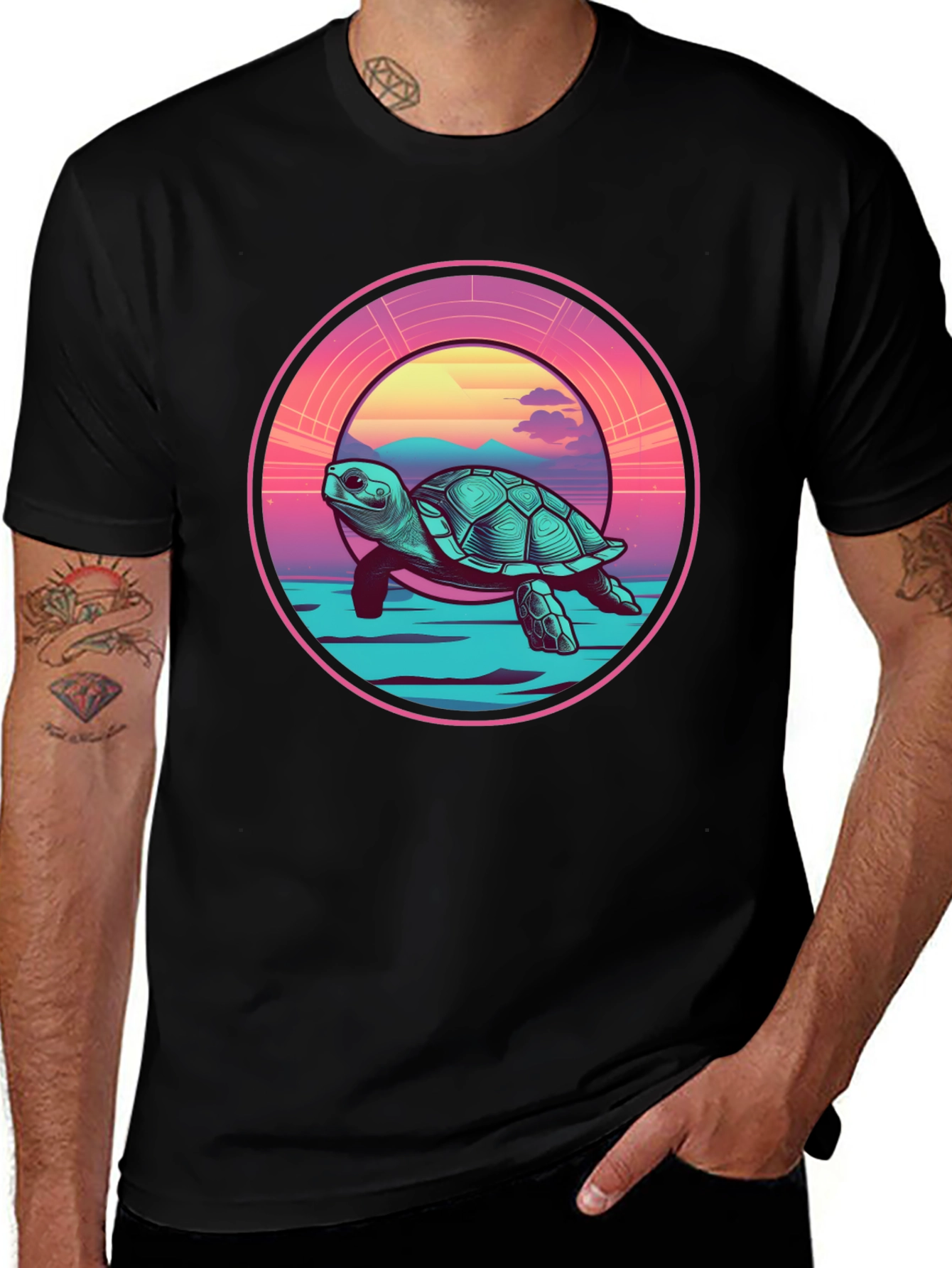 Sea Turtle Sunset Graphic Tee