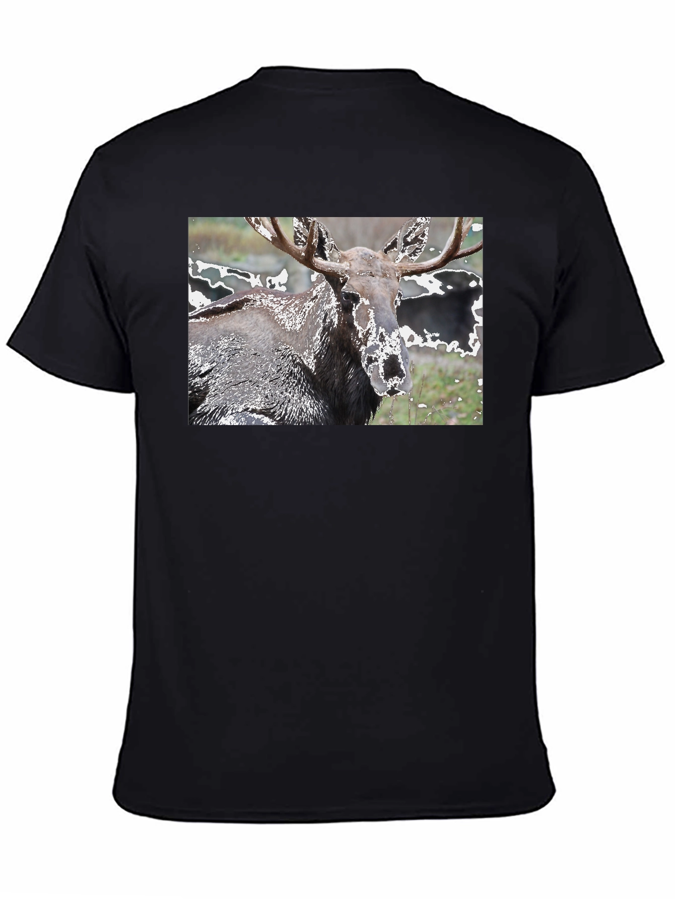 Moose Graphic Print Black T-Shirt