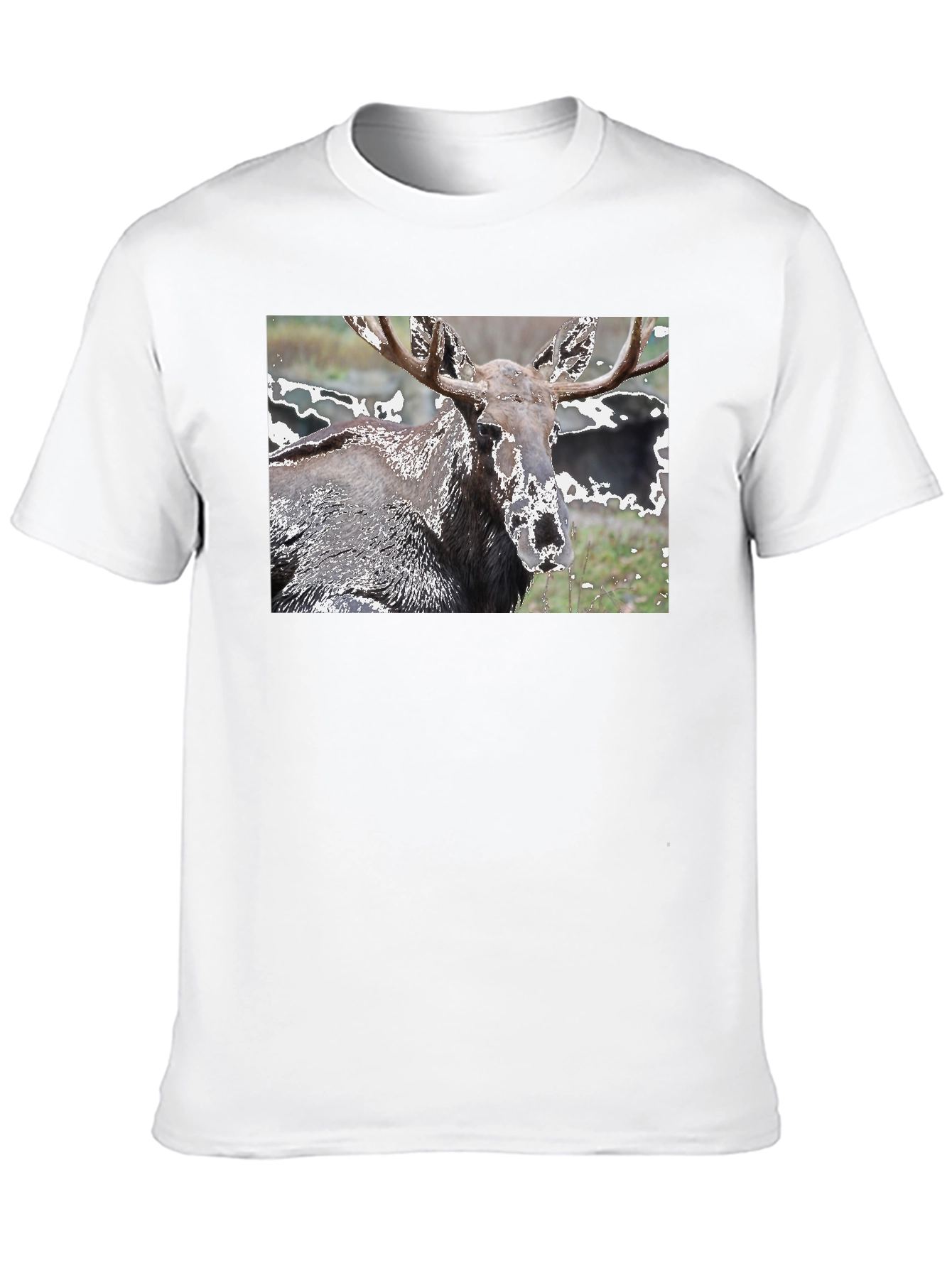 Moose Graphic Print Black T-Shirt