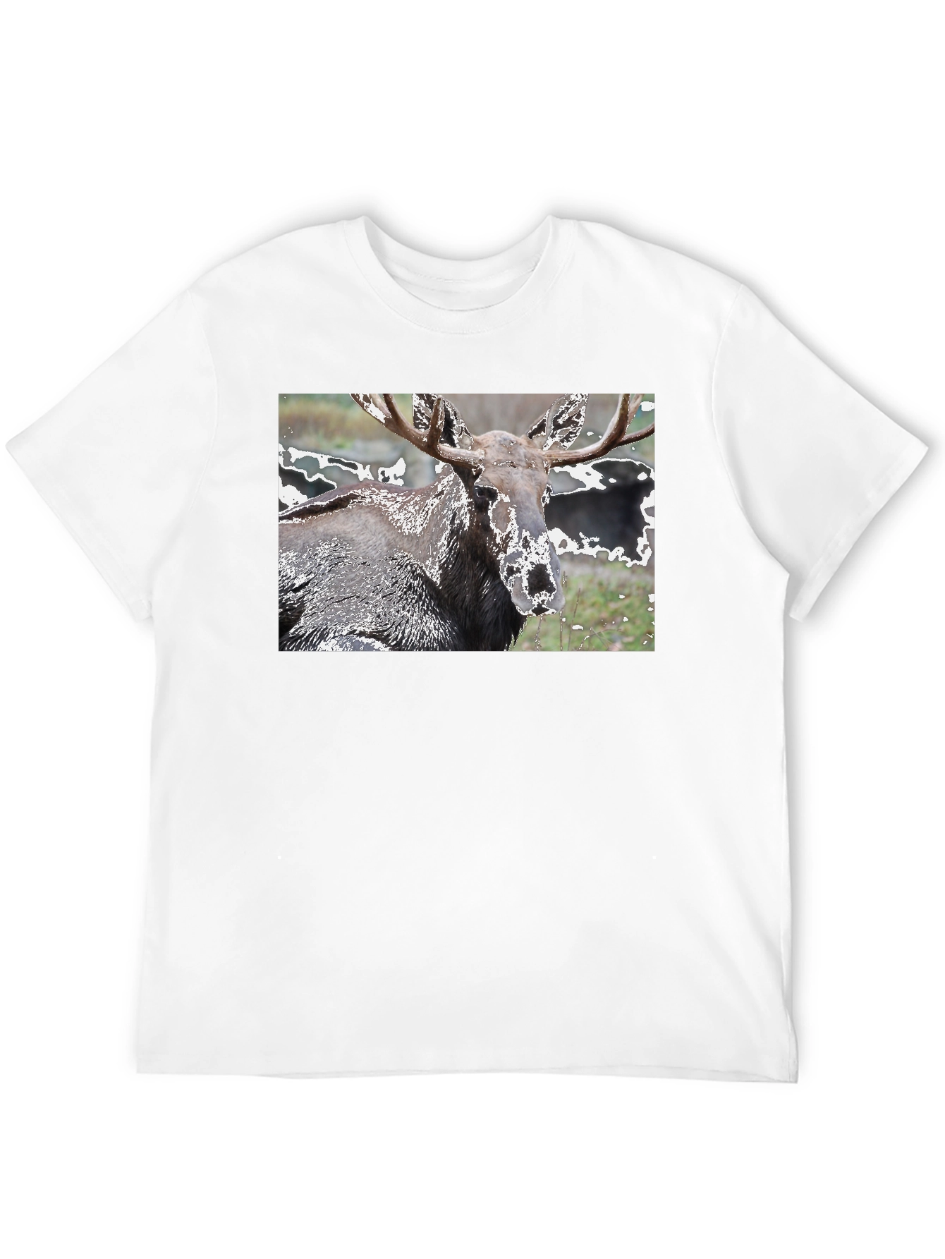 Moose Graphic Print Black T-Shirt