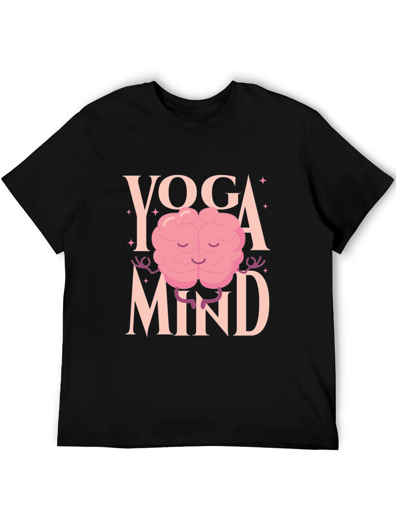 Yoga Mind Black T-Shirt - Meditating Brain Design