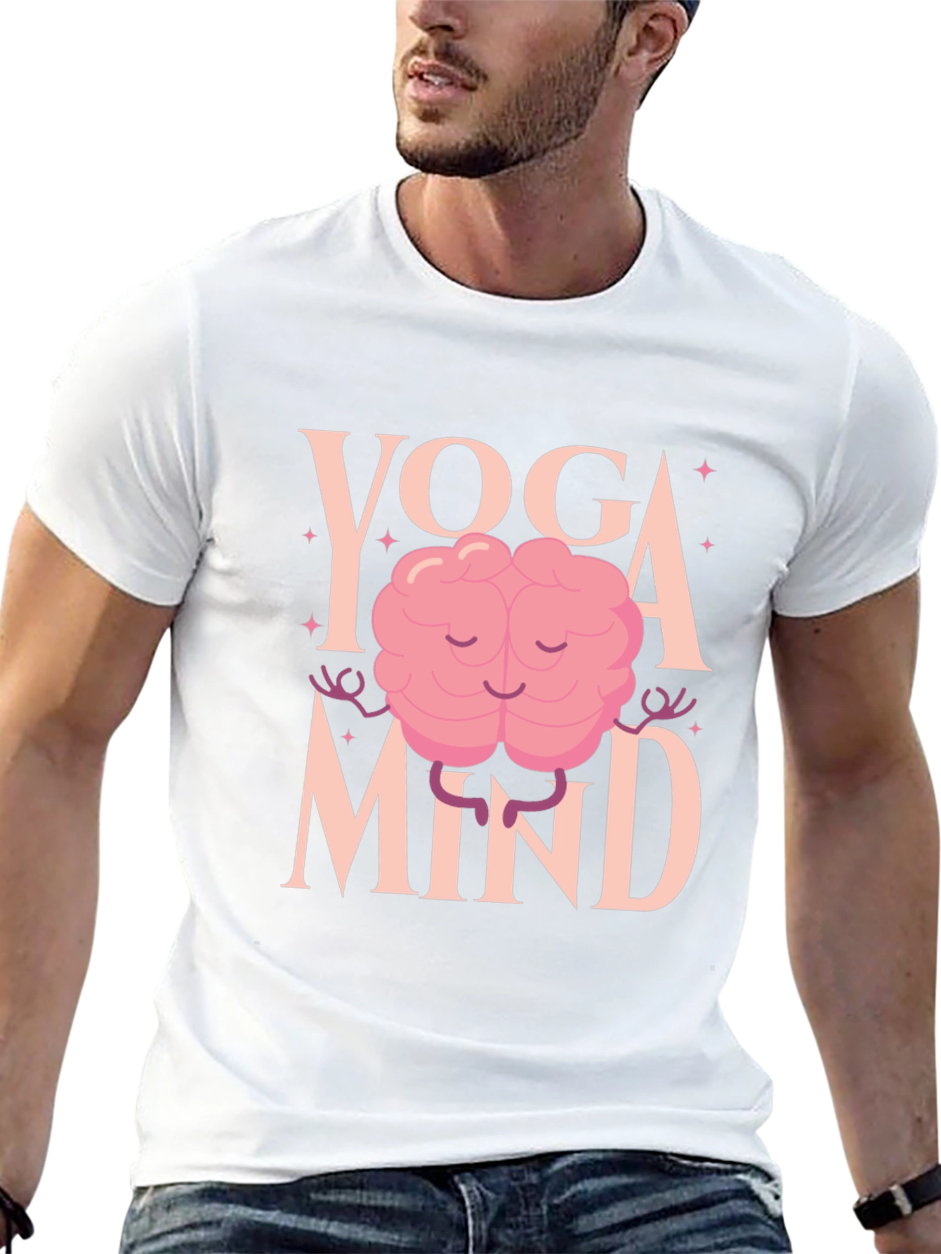 Yoga Mind Black T-Shirt - Meditating Brain Design