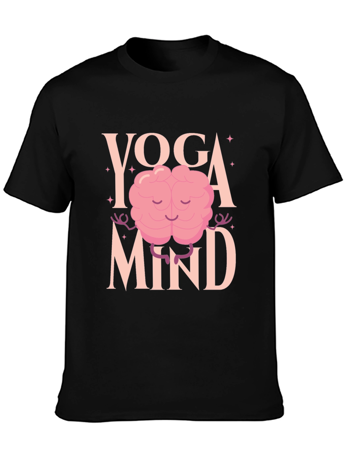Yoga Mind Black T-Shirt - Meditating Brain Design