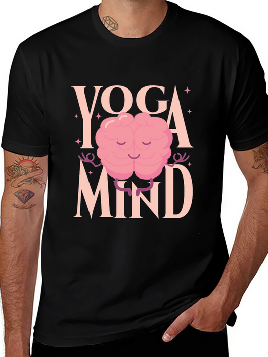 Yoga Mind Black T-Shirt - Meditating Brain Design