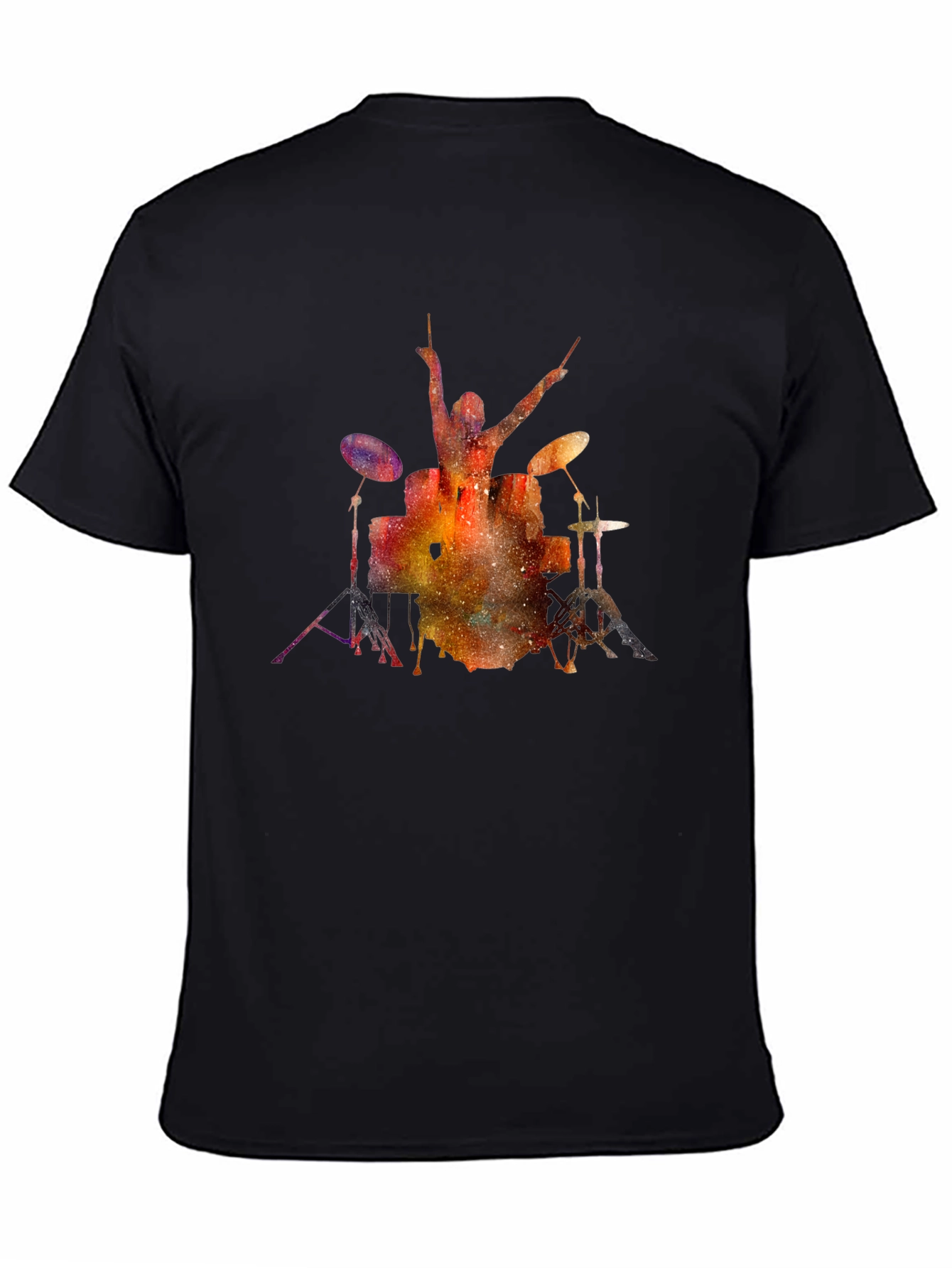 Cosmic Drummer T-Shirt - Black Cotton Tee