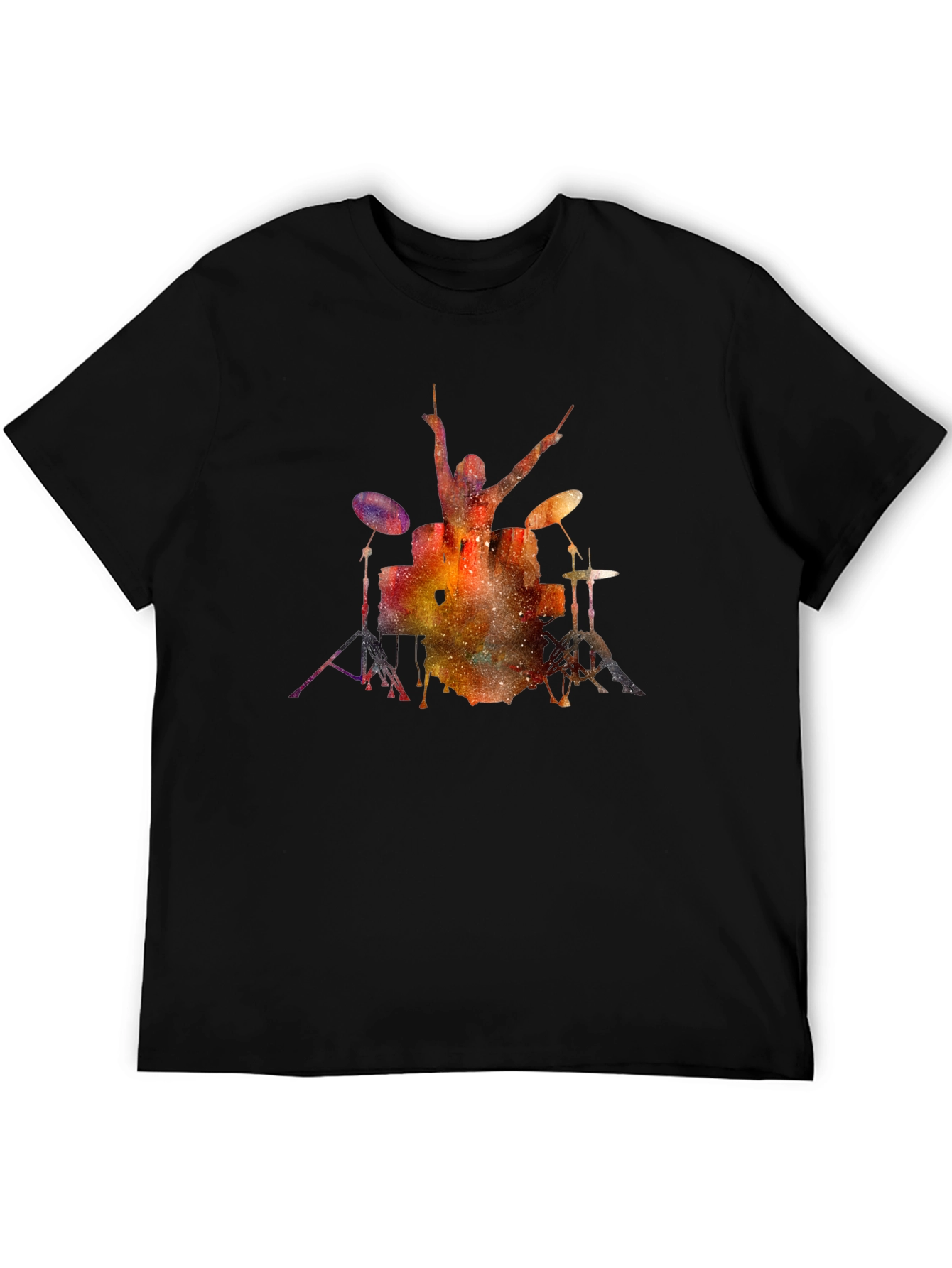 Cosmic Drummer T-Shirt - Black Cotton Tee