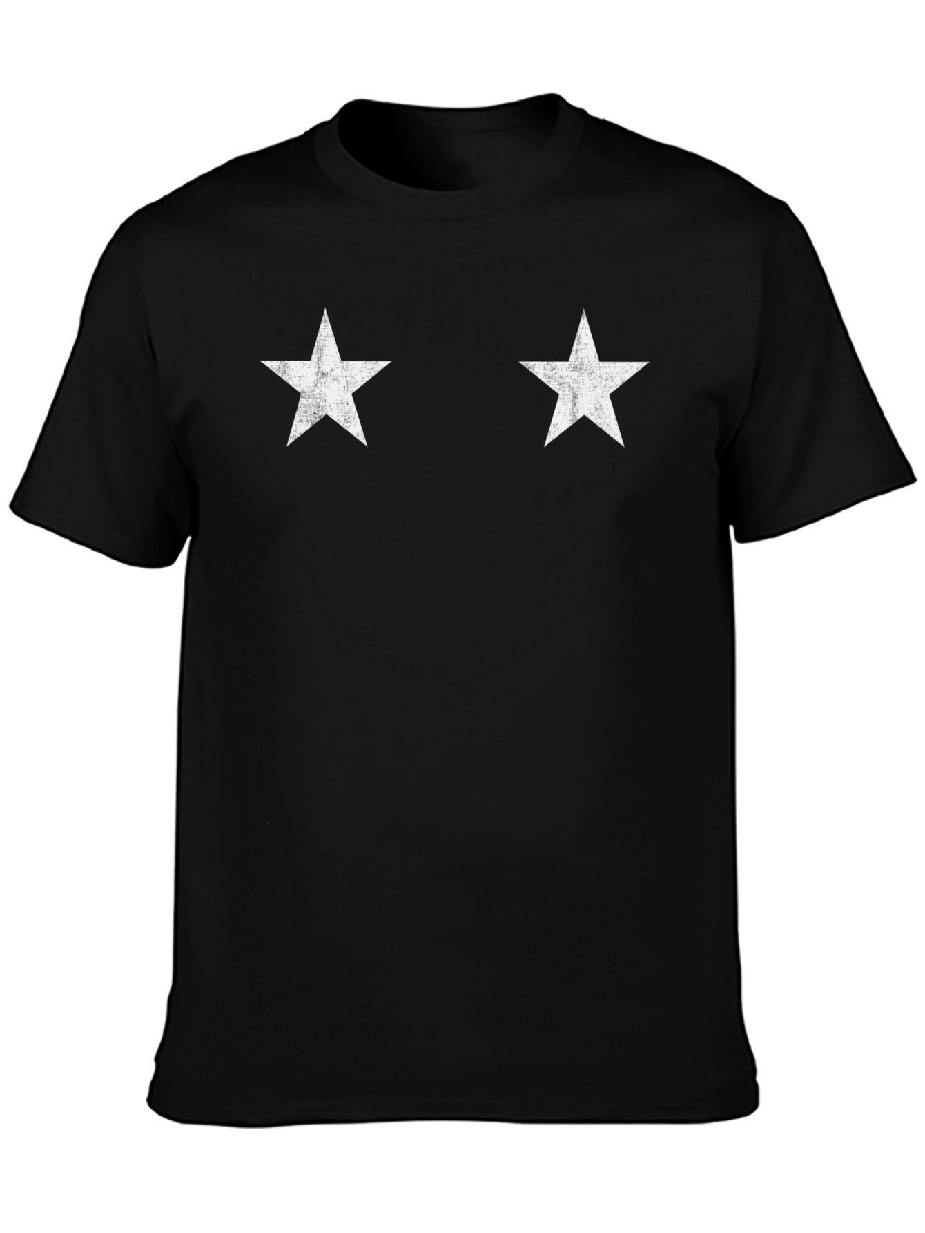 Mens Black T-Shirt with White Star Design