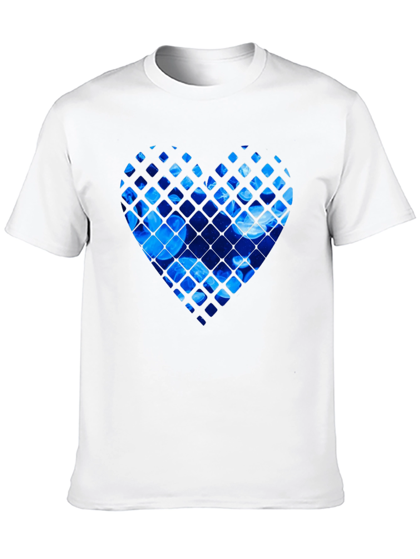 Blue Jellyfish Heart Graphic Black T-Shirt