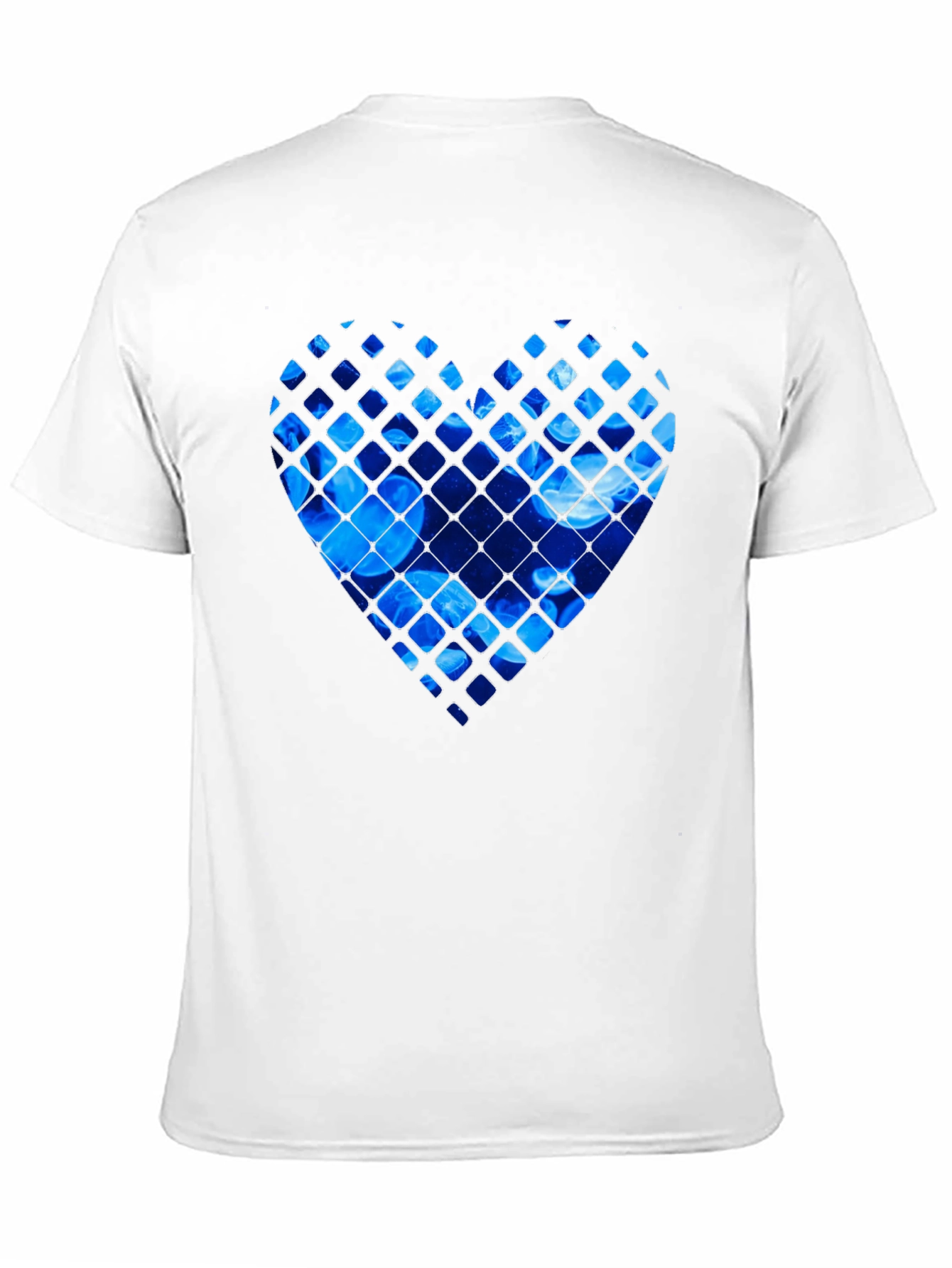 Blue Jellyfish Heart Graphic Black T-Shirt