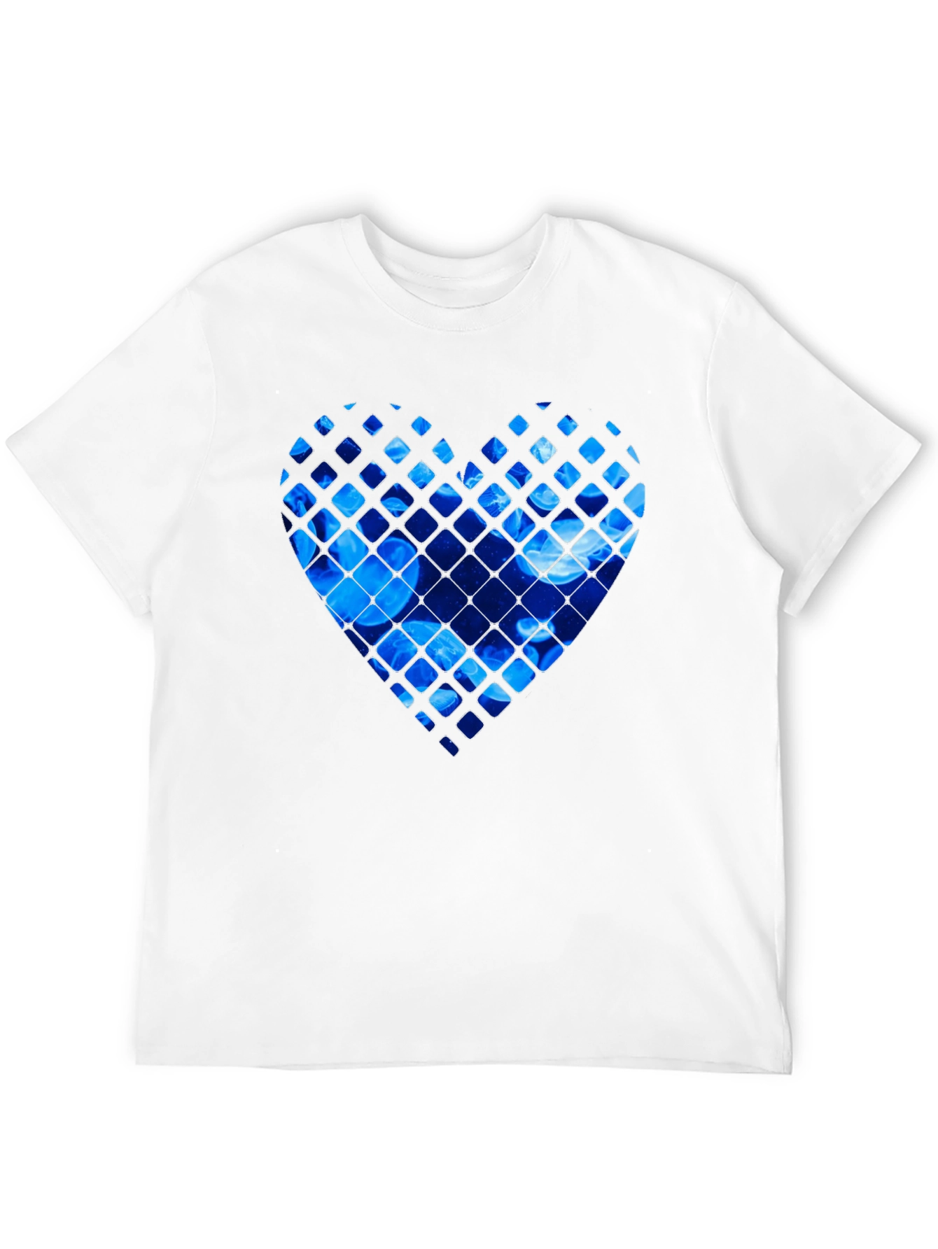 Blue Jellyfish Heart Graphic Black T-Shirt