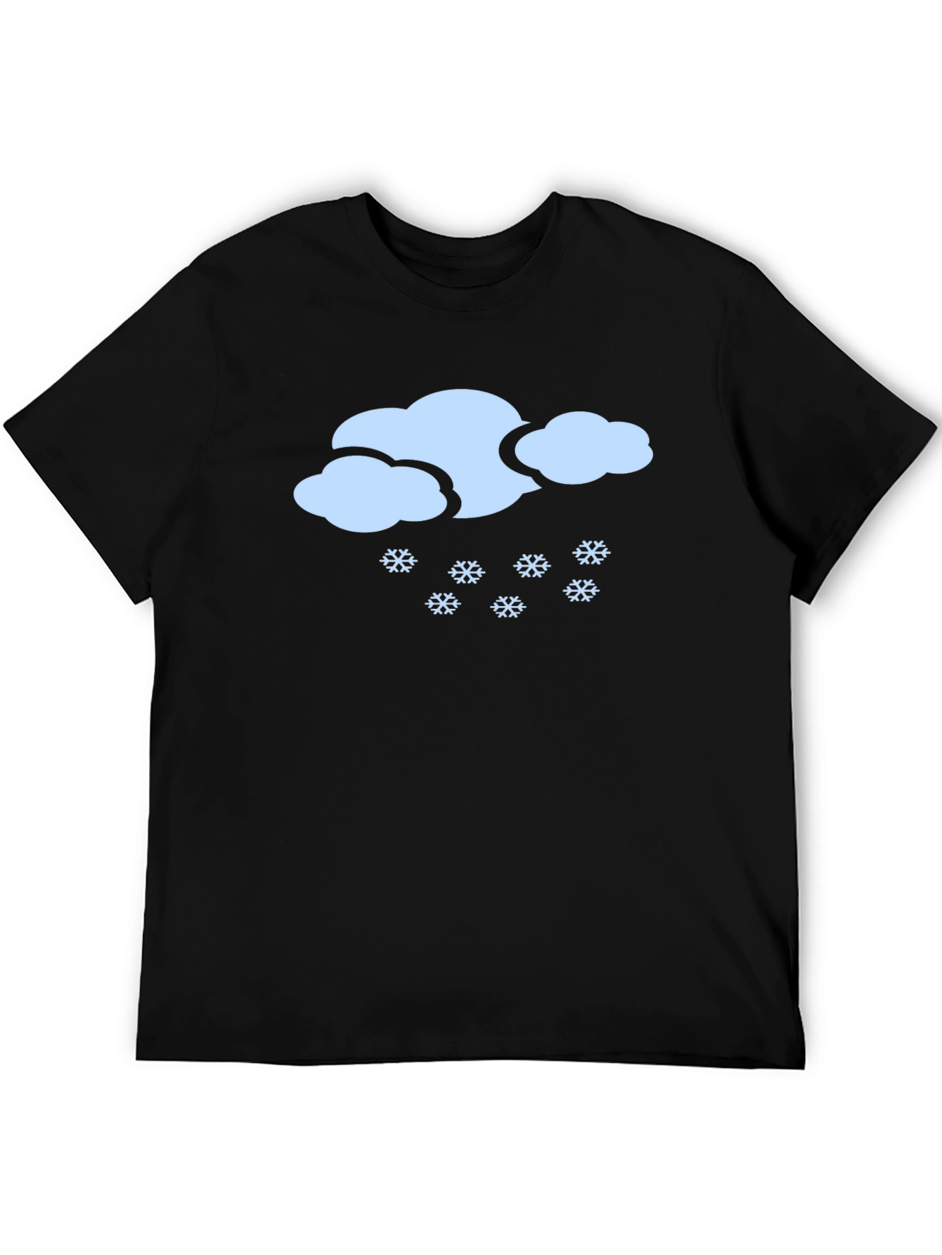 Snowy Cloud Graphic Tee - Black Cotton Casual T-Shirt