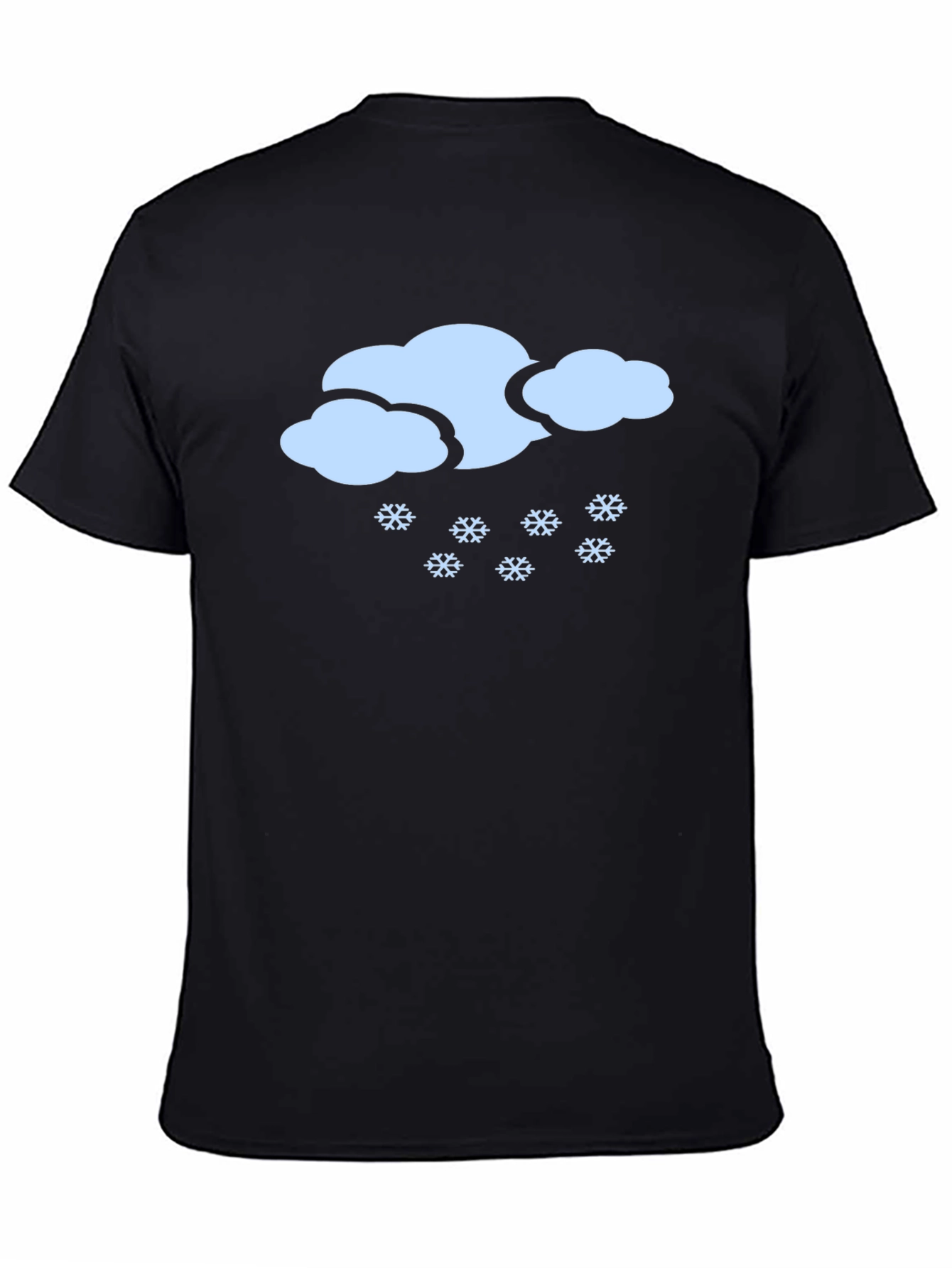 Snowy Cloud Graphic Tee - Black Cotton Casual T-Shirt