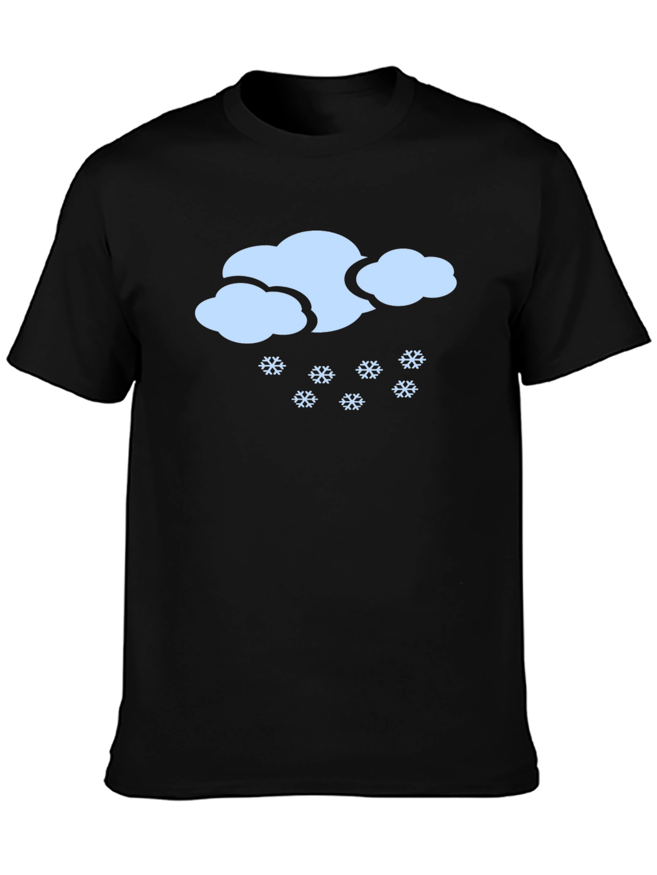 Snowy Cloud Graphic Tee - Black Cotton Casual T-Shirt